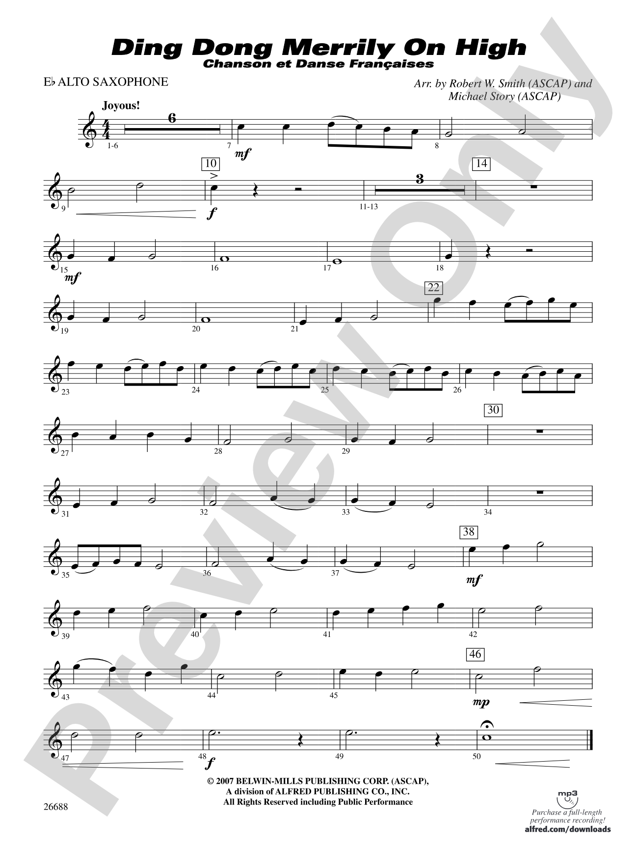 Ding Dong Merrily on High: E-flat Alto Saxophone