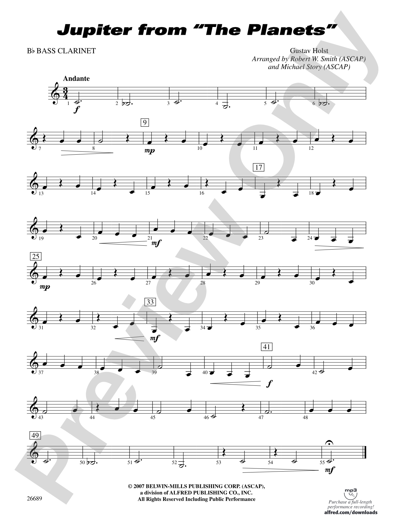 Jupiter (from The Planets): B-flat Bass Clarinet