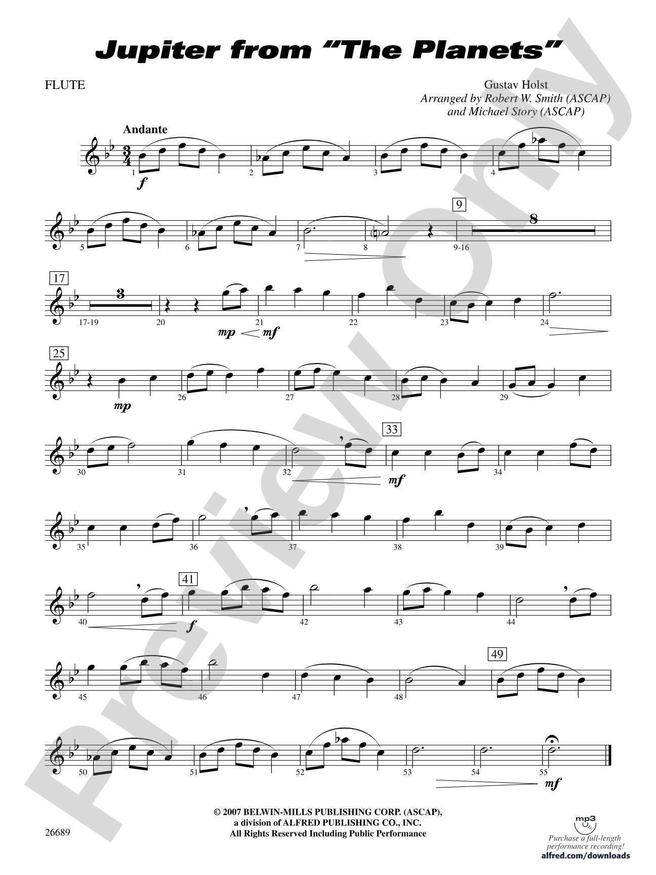 Jupiter (from The Planets): Flute
