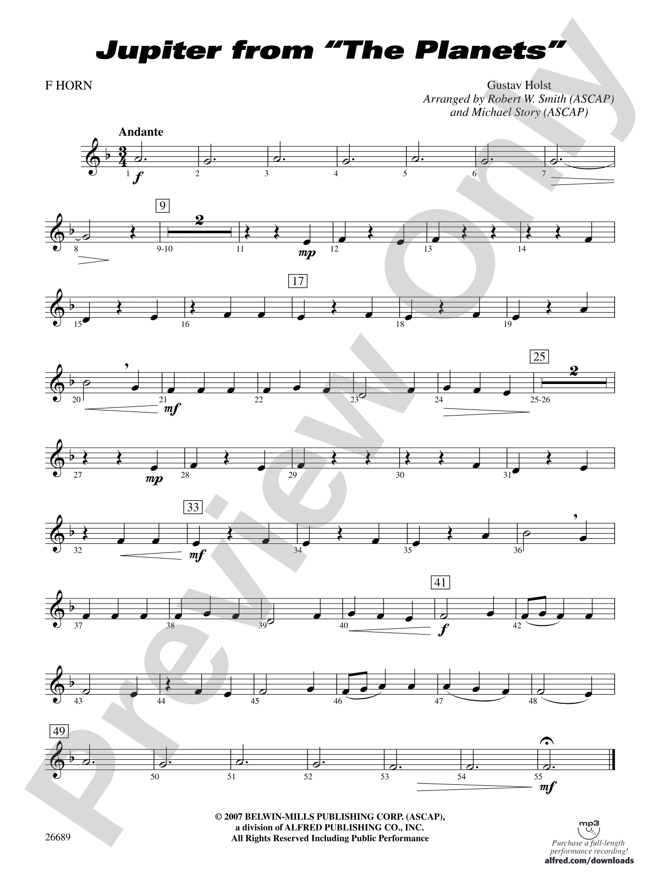 Jupiter (from The Planets): 1st F Horn