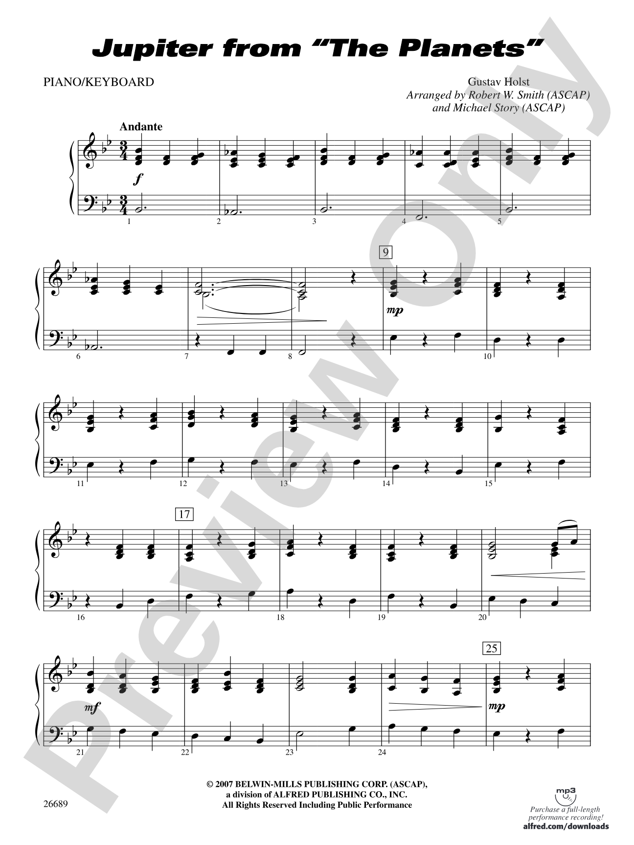 Jupiter (from The Planets): Piano Accompaniment