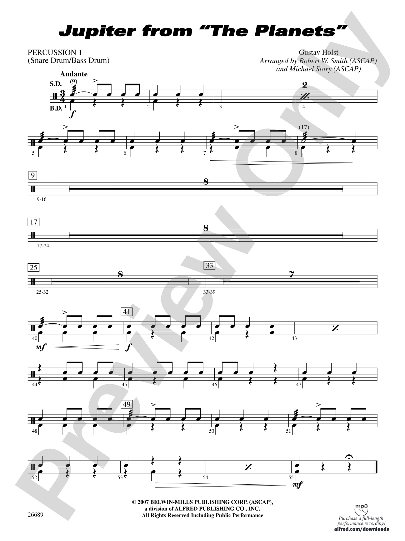 Jupiter (from The Planets): 1st Percussion