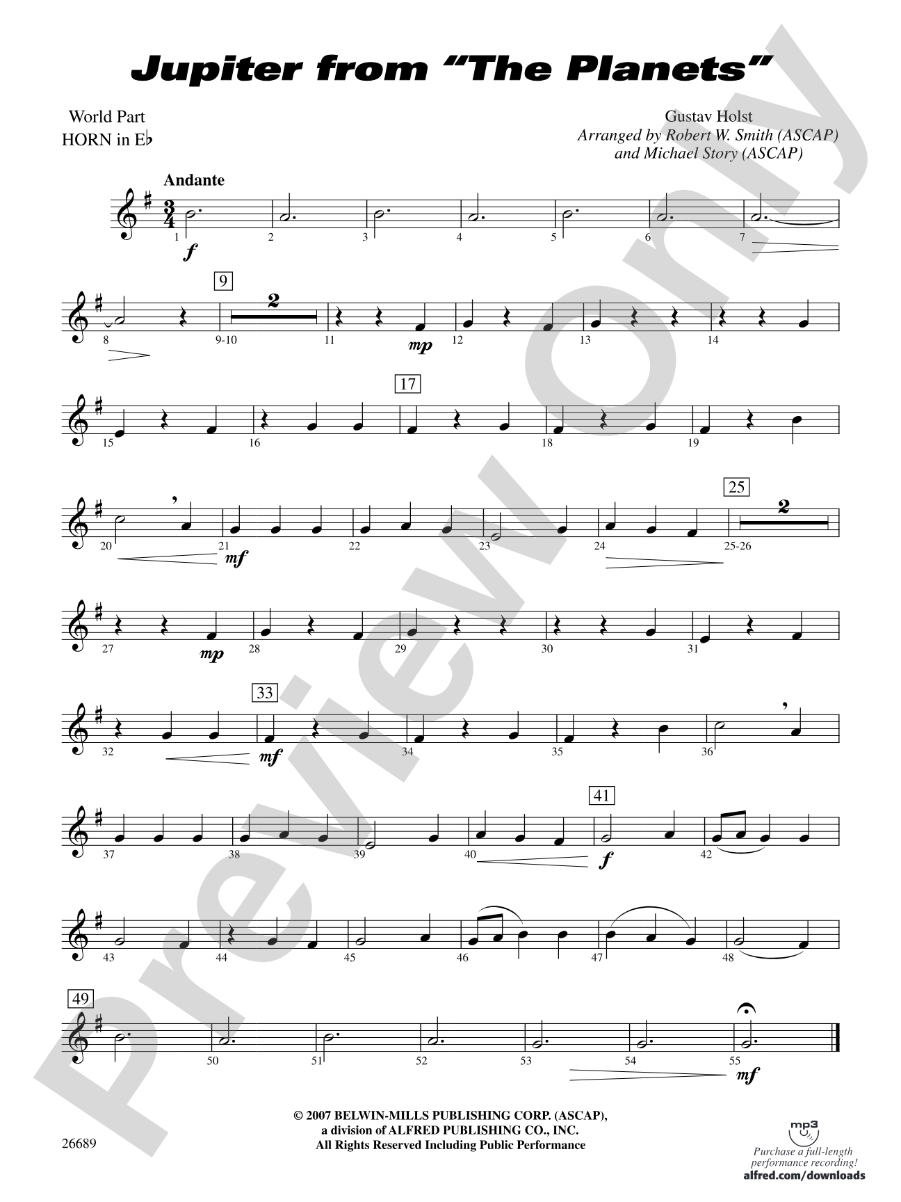 Jupiter (from The Planets): (wp) 1st Horn in E-flat