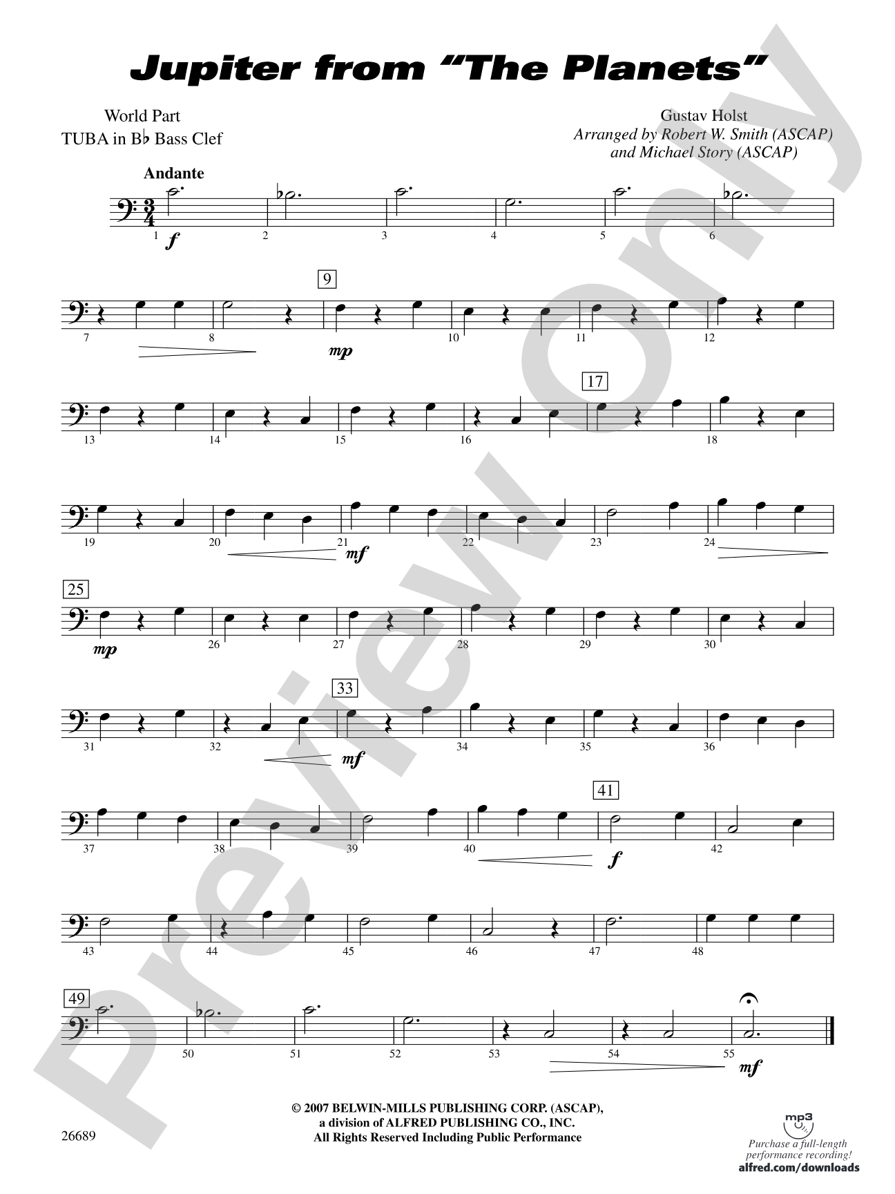 Jupiter (from The Planets): (wp) B-flat Tuba B.C.