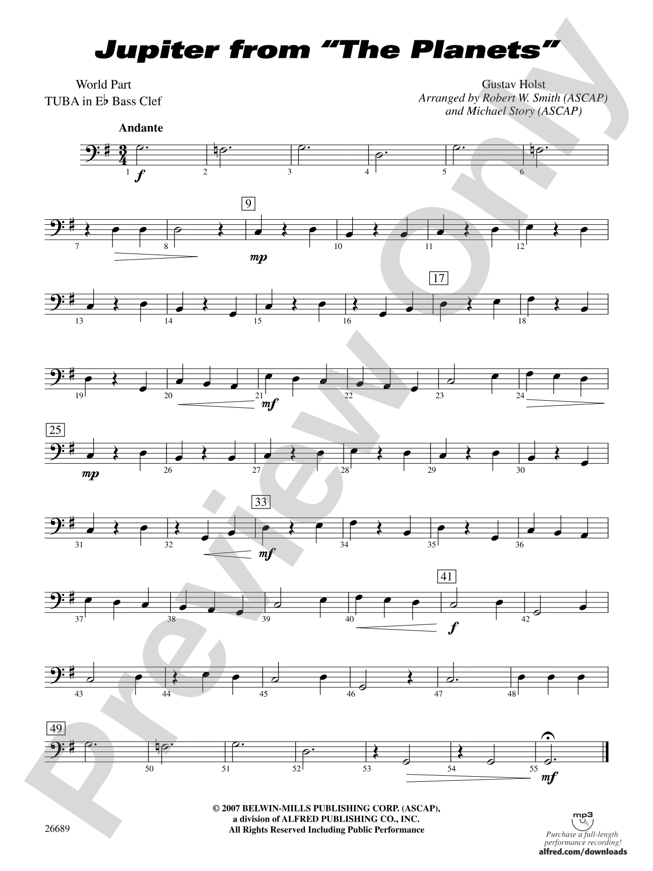 Jupiter (from The Planets): (wp) E-flat Tuba B.C.