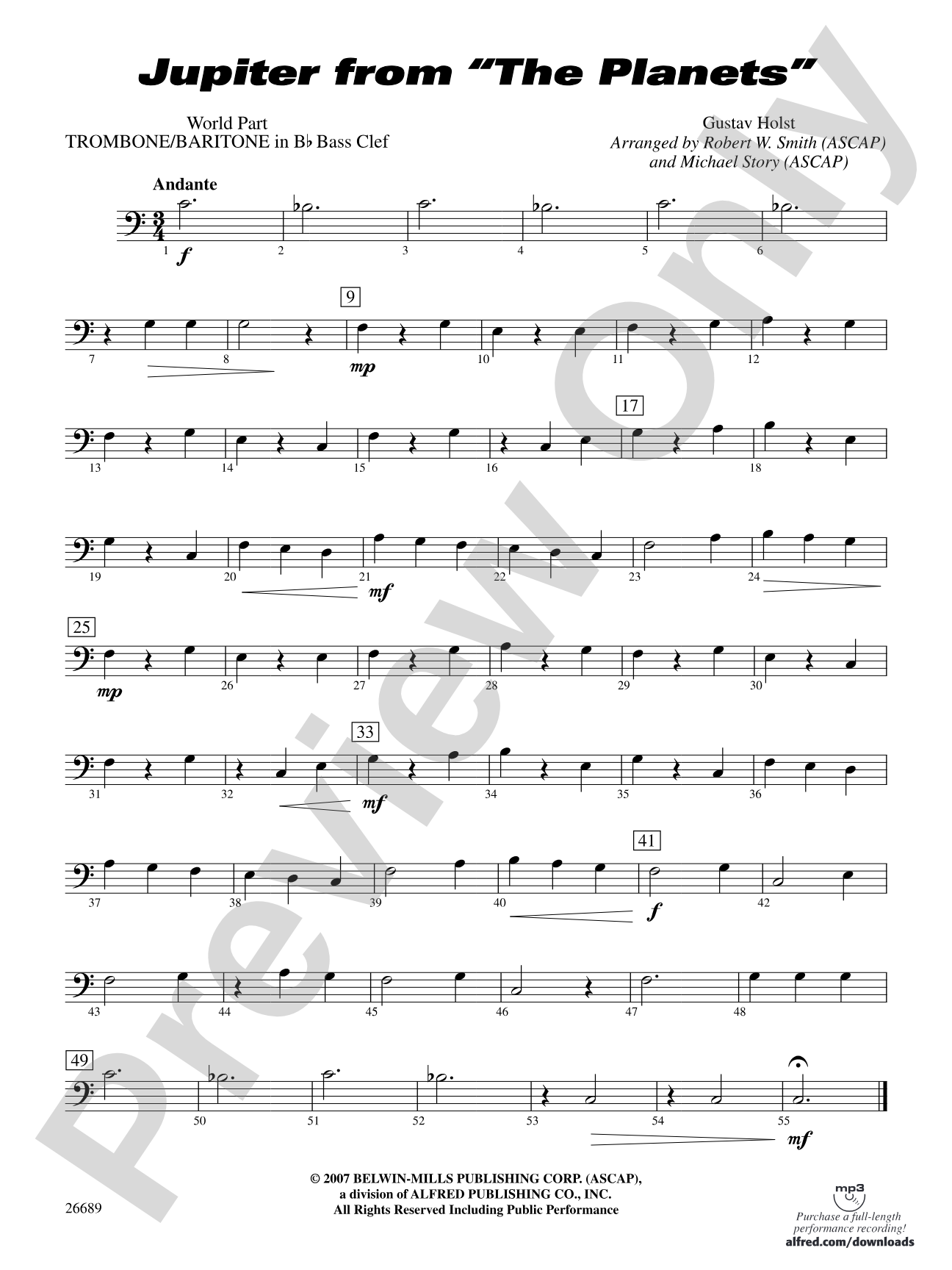 Jupiter (from The Planets): (wp) 1st B-flat Trombone B.C.