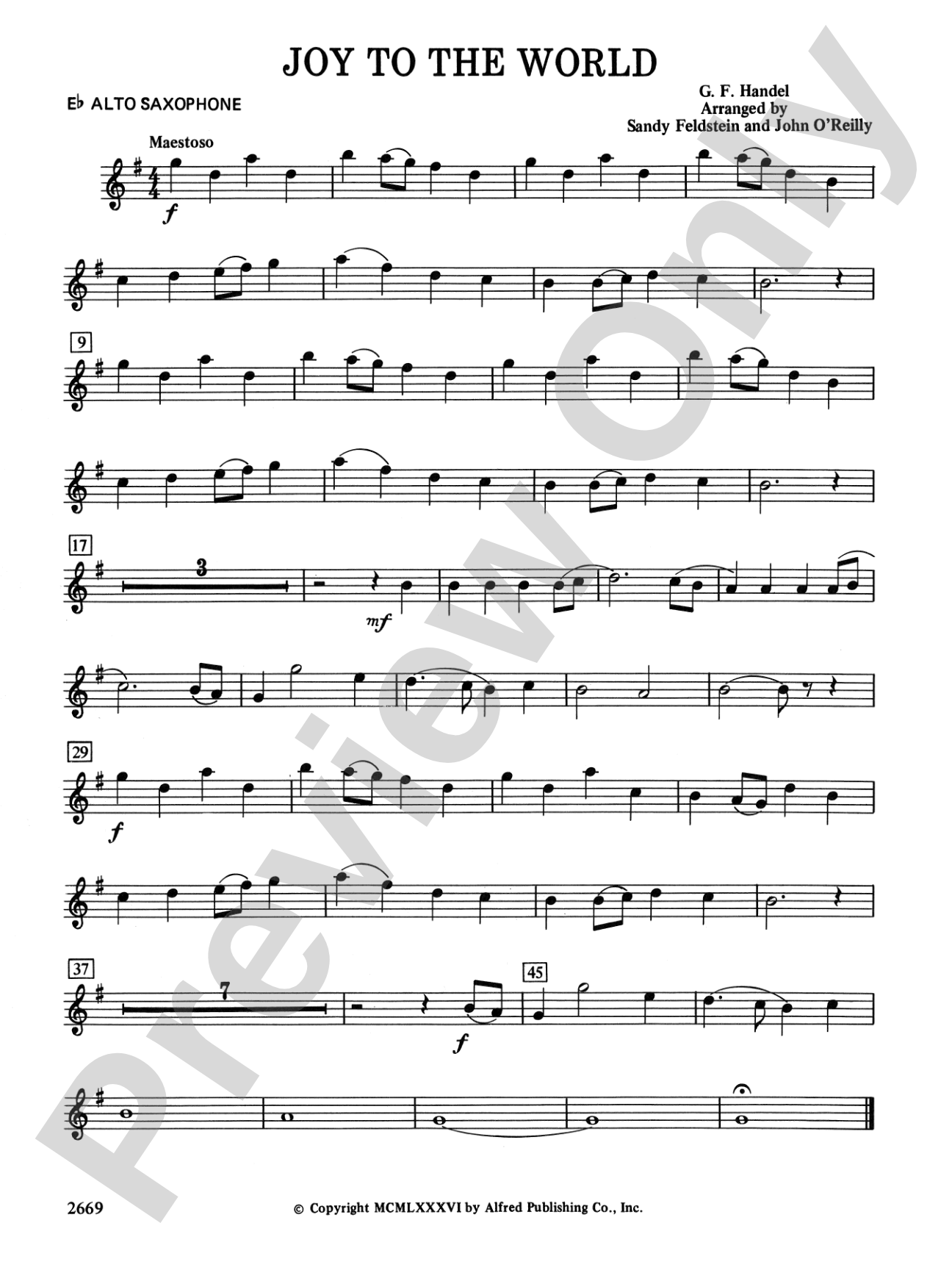 Joy to the World: E-flat Alto Saxophone