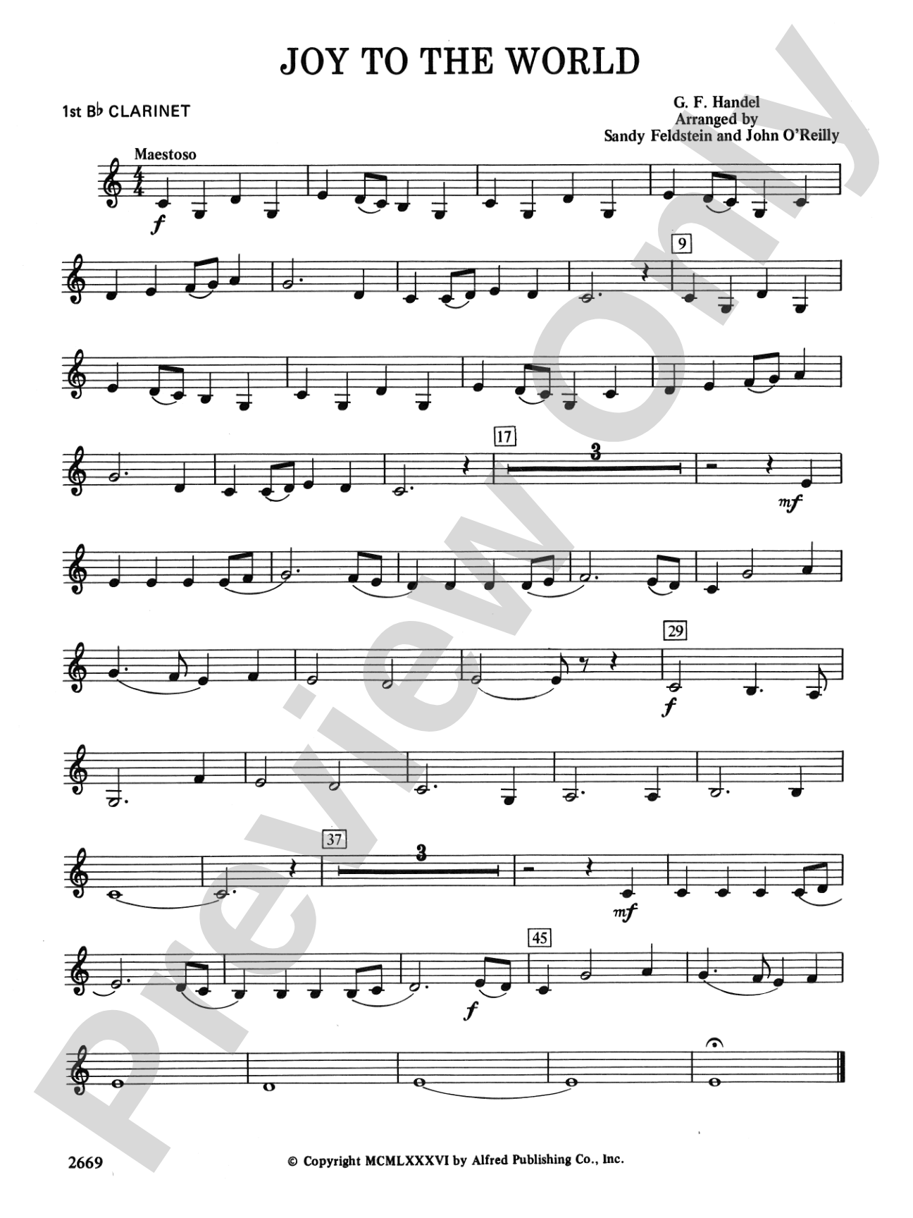 Joy to the World: 1st B-flat Clarinet