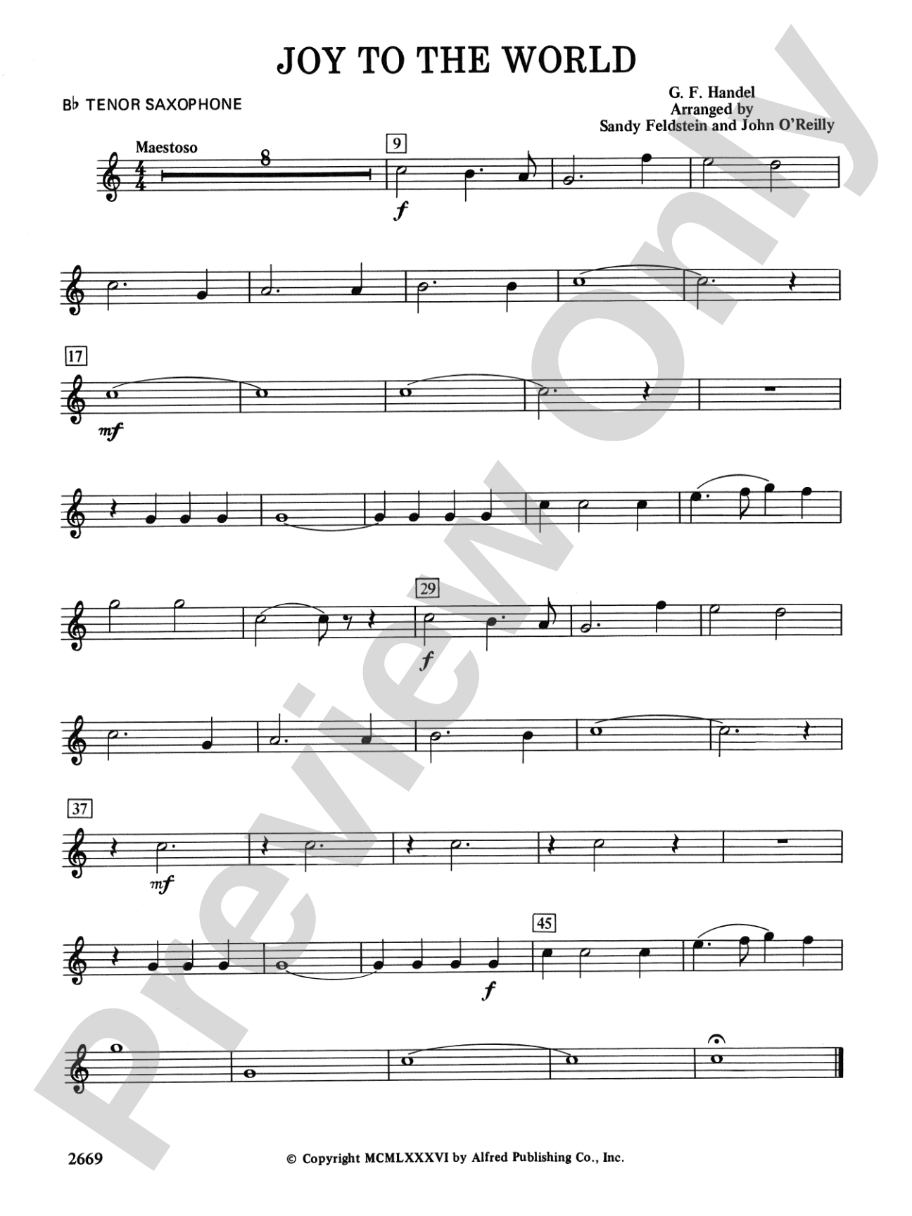 Joy to the World: B-flat Tenor Saxophone