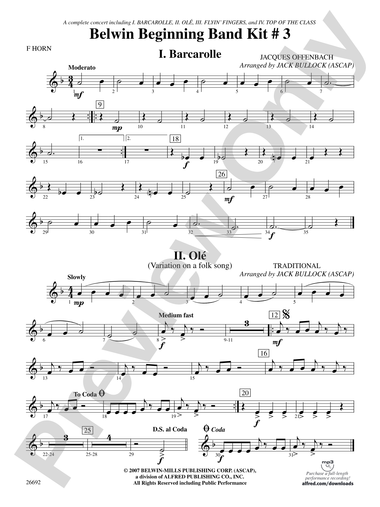 Belwin Beginning Band Kit #3: 1st F Horn