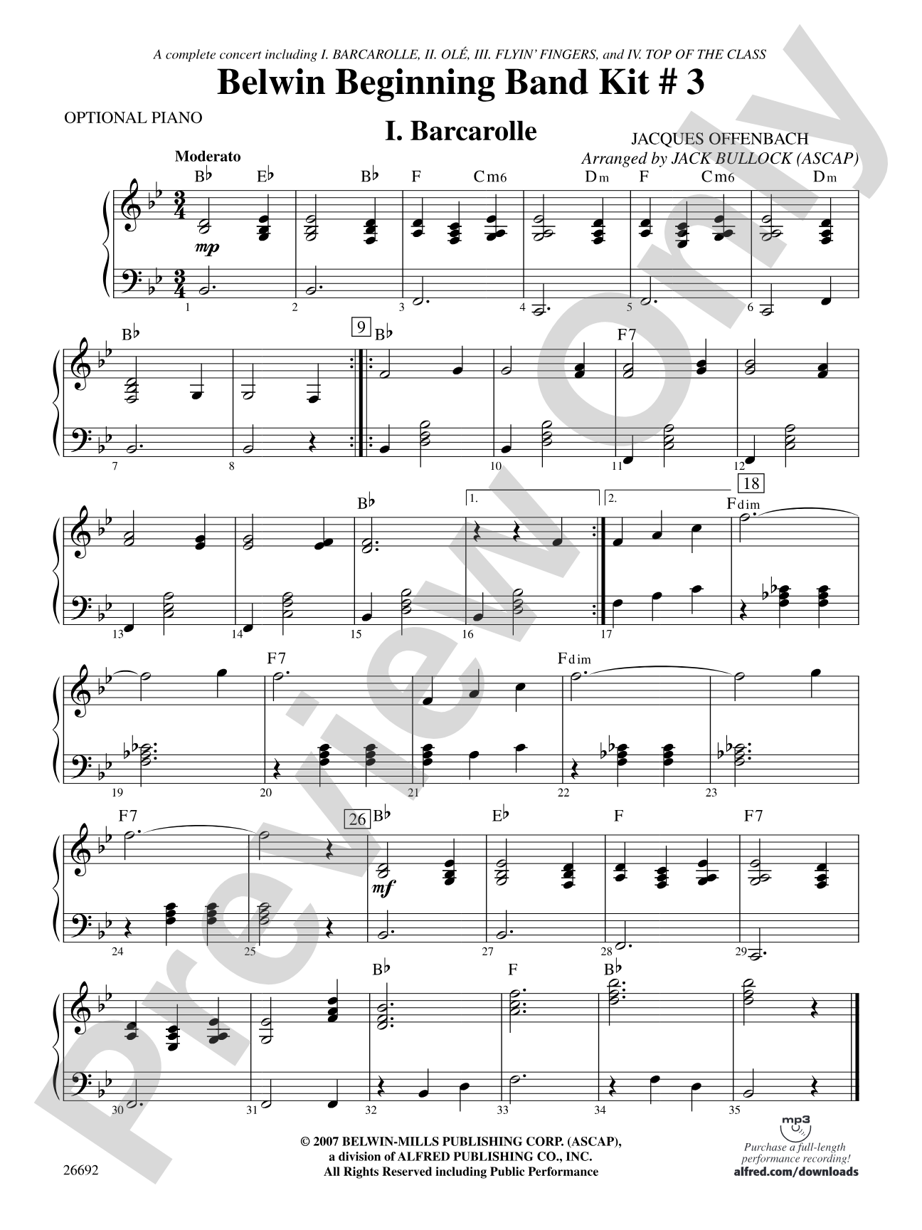 Belwin Beginning Band Kit #3: Piano Accompaniment