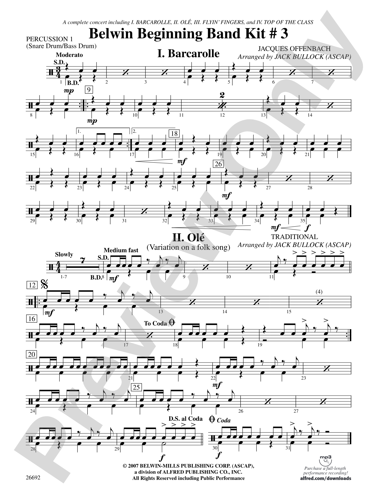 Belwin Beginning Band Kit #3: 1st Percussion
