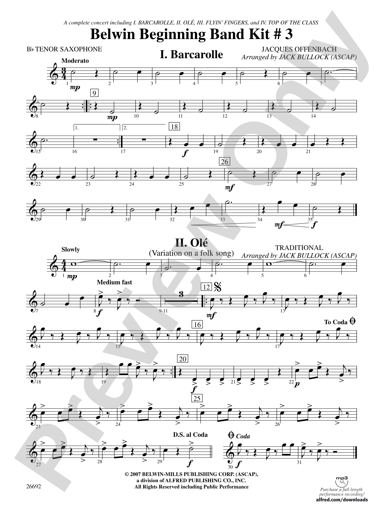 Belwin Beginning Band Kit #3: B-flat Tenor Saxophone