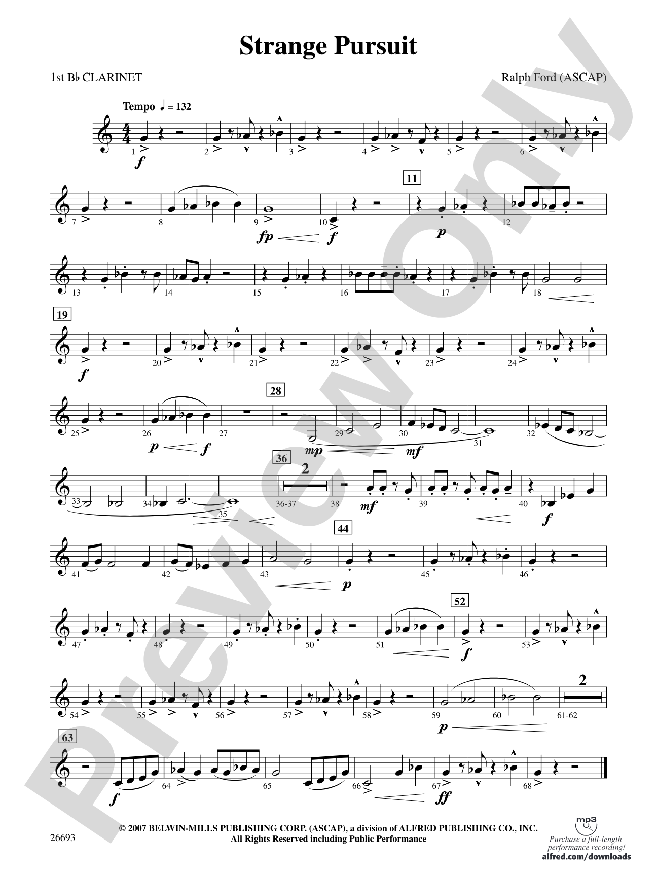 Strange Pursuit: 1st B-flat Clarinet
