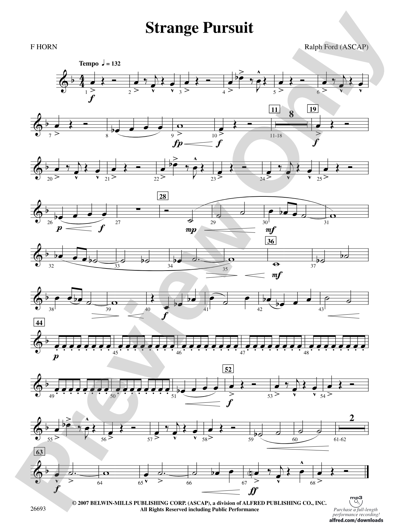 Strange Pursuit: 1st F Horn