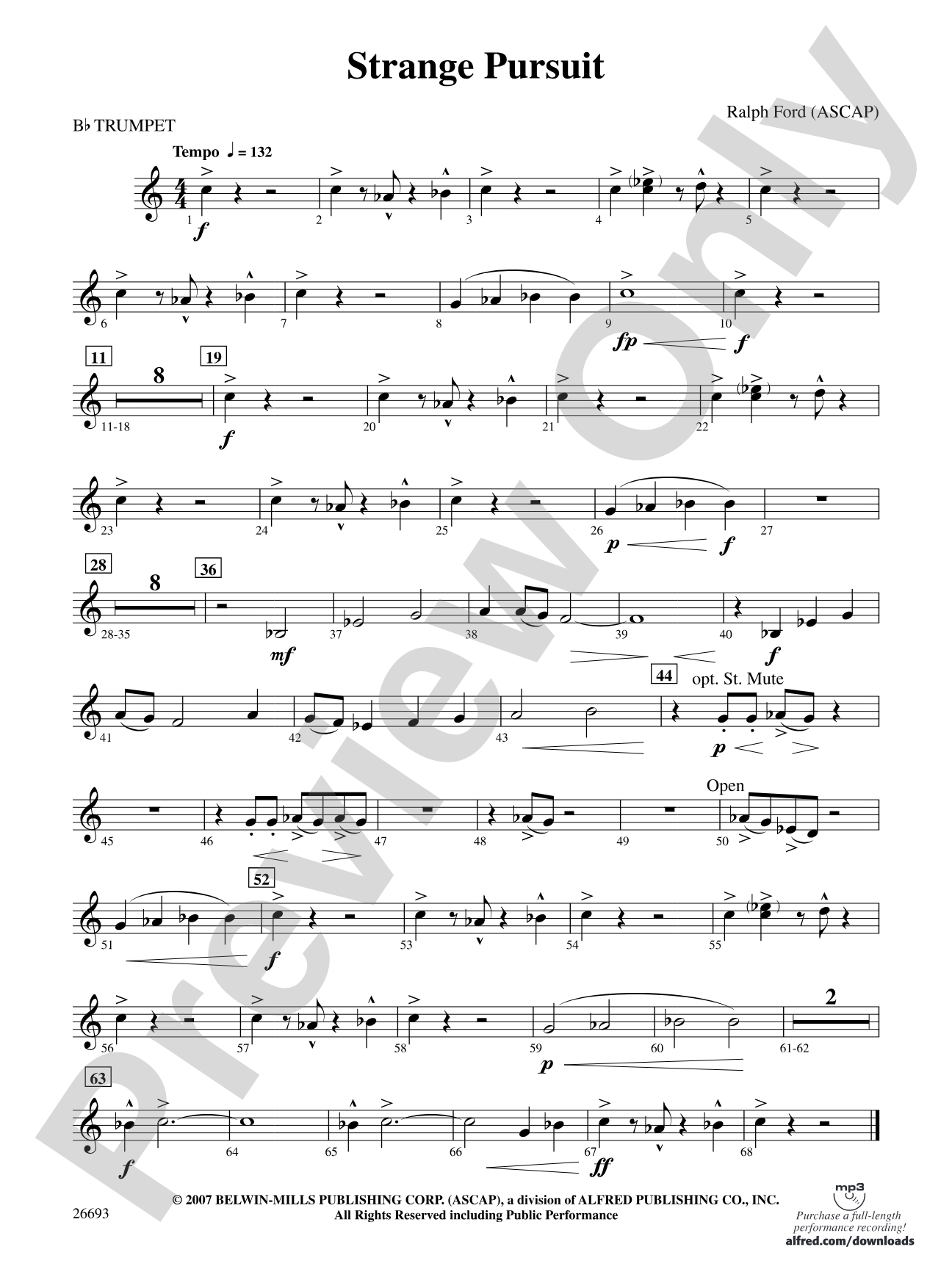 Strange Pursuit: 1st B-flat Trumpet