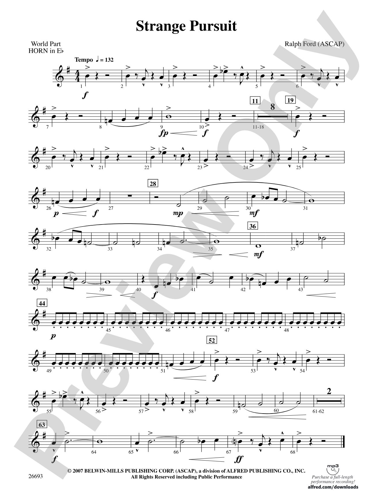 Strange Pursuit: (wp) 1st Horn in E-flat
