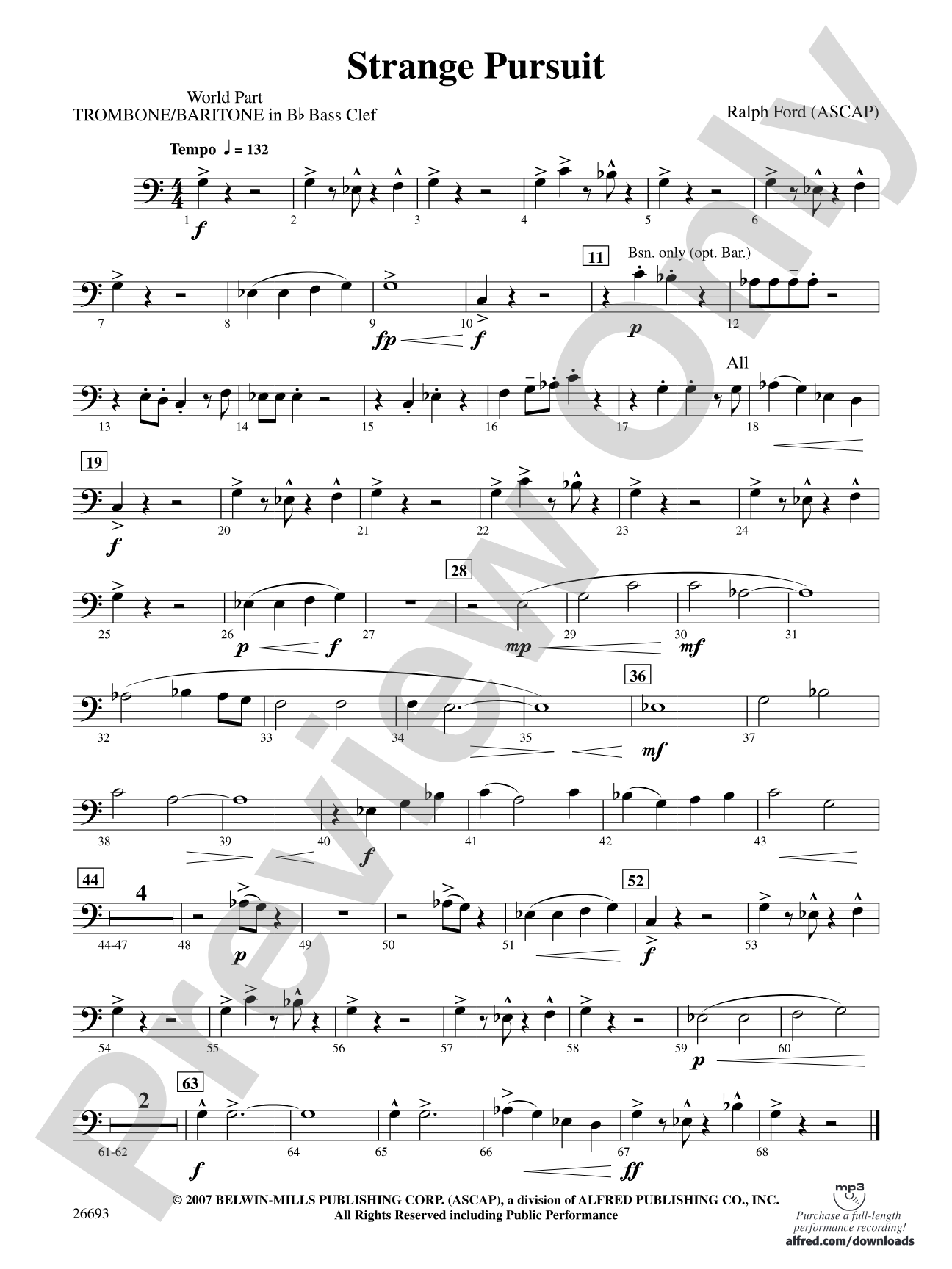 Strange Pursuit: (wp) 1st B-flat Trombone B.C.