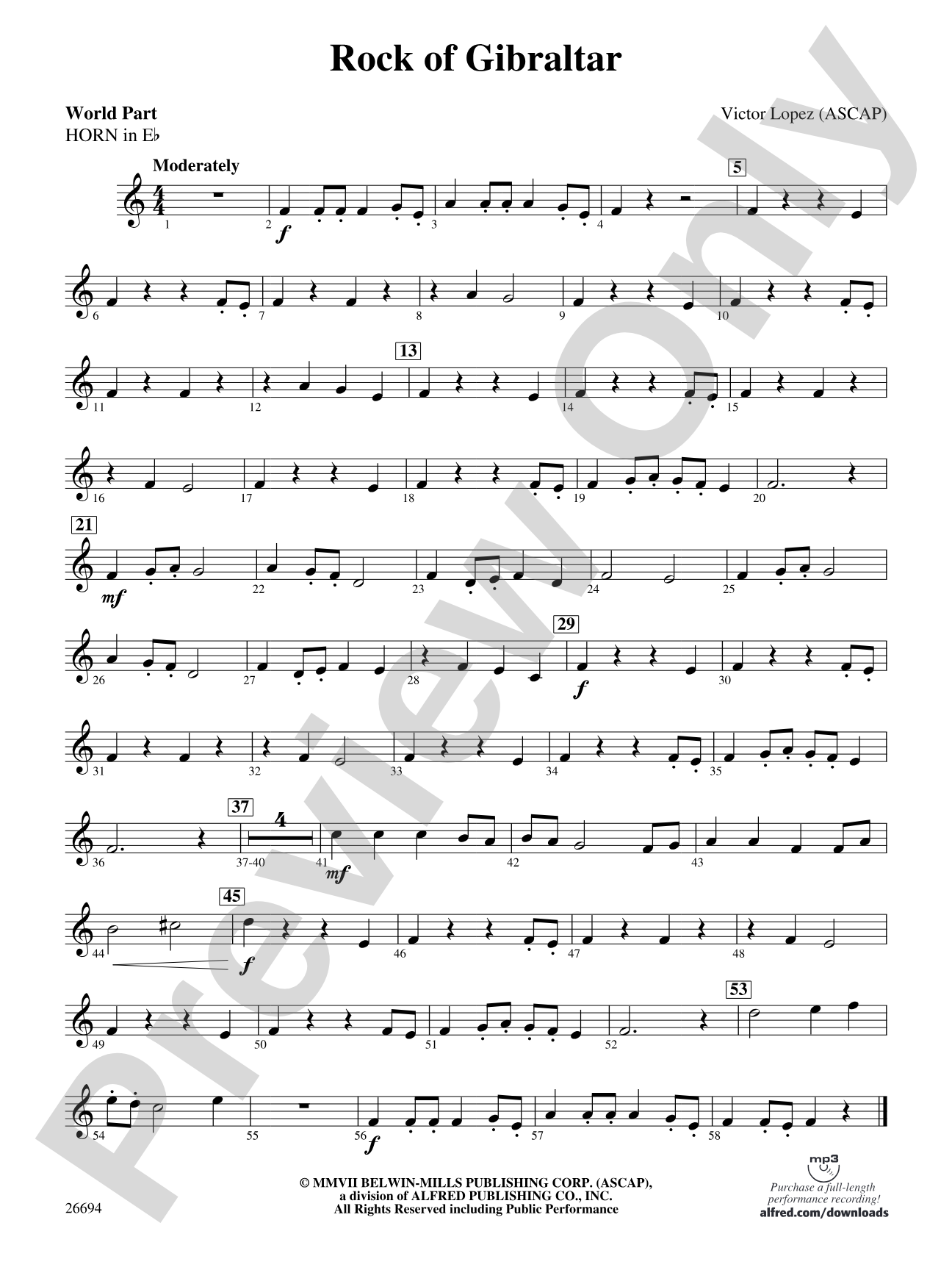 Rock of Gibraltar: (wp) 1st Horn in E-flat