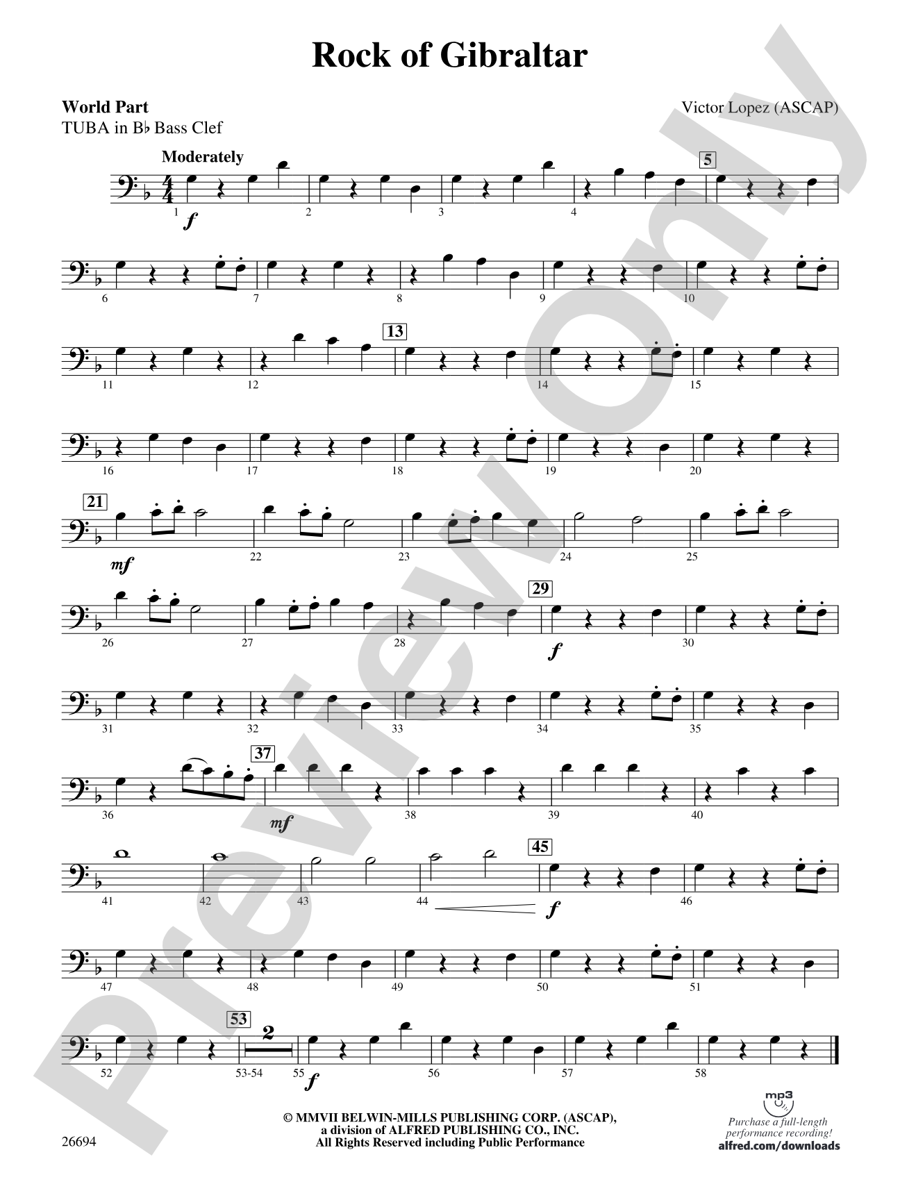 Rock of Gibraltar: (wp) B-flat Tuba B.C.