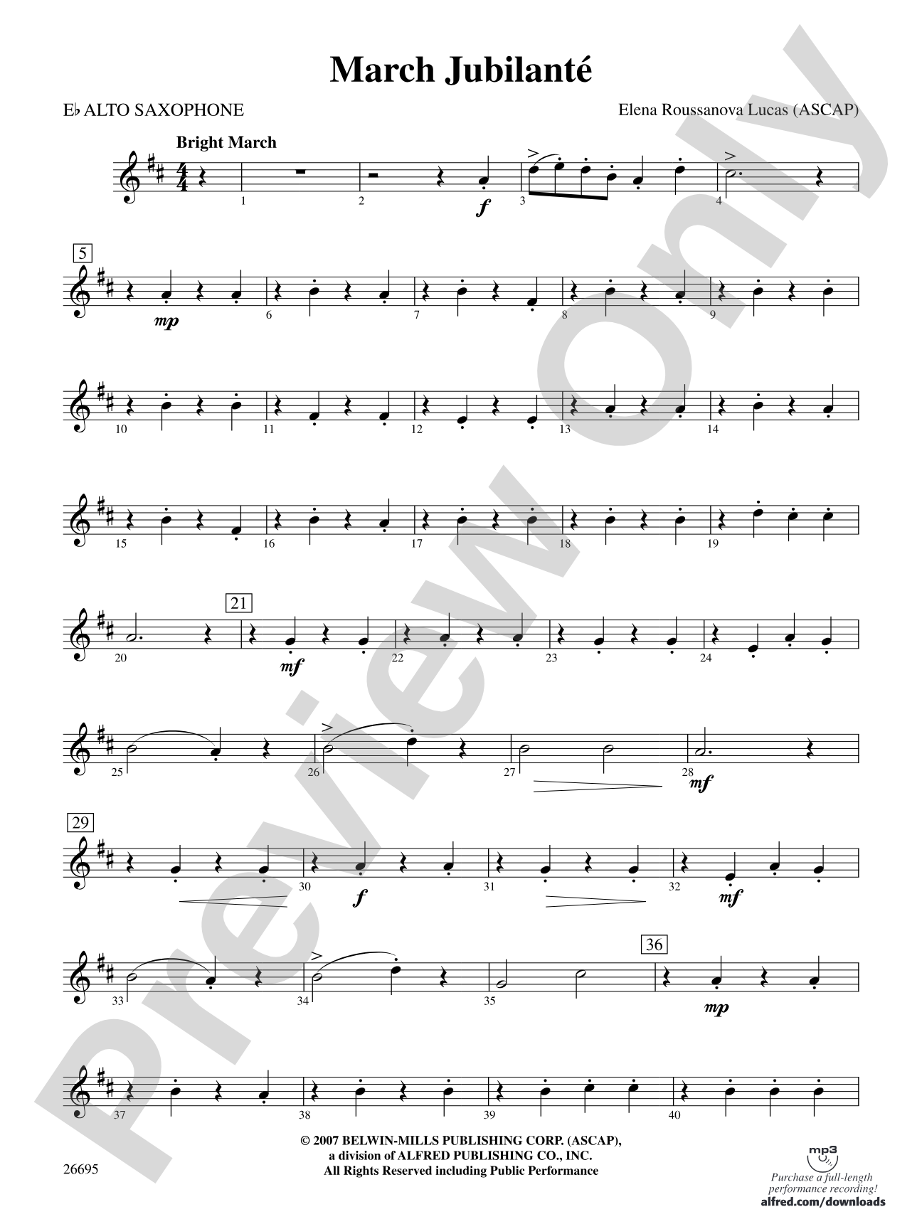 March Jubilante: E-flat Alto Saxophone
