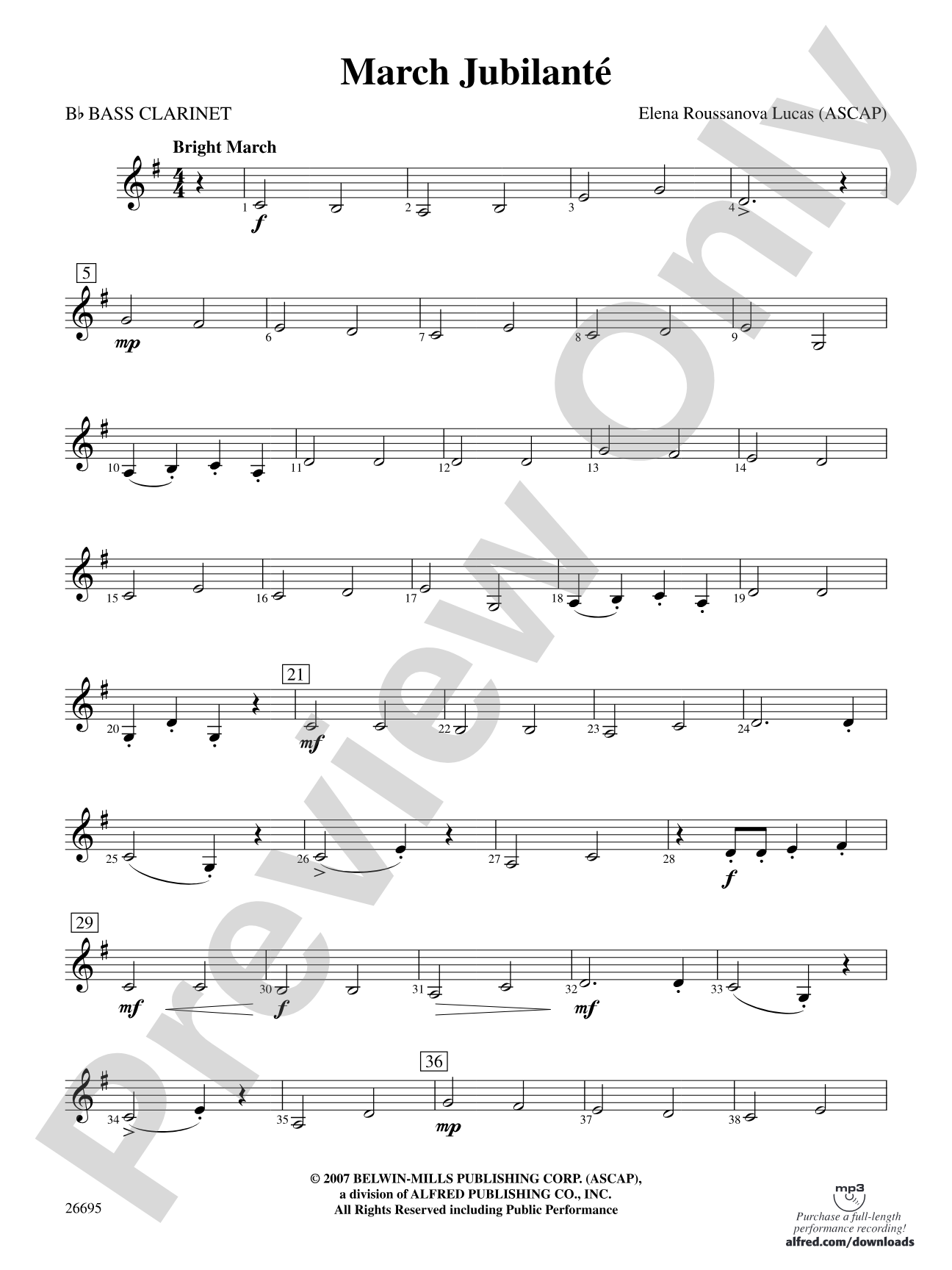 March Jubilante: B-flat Bass Clarinet