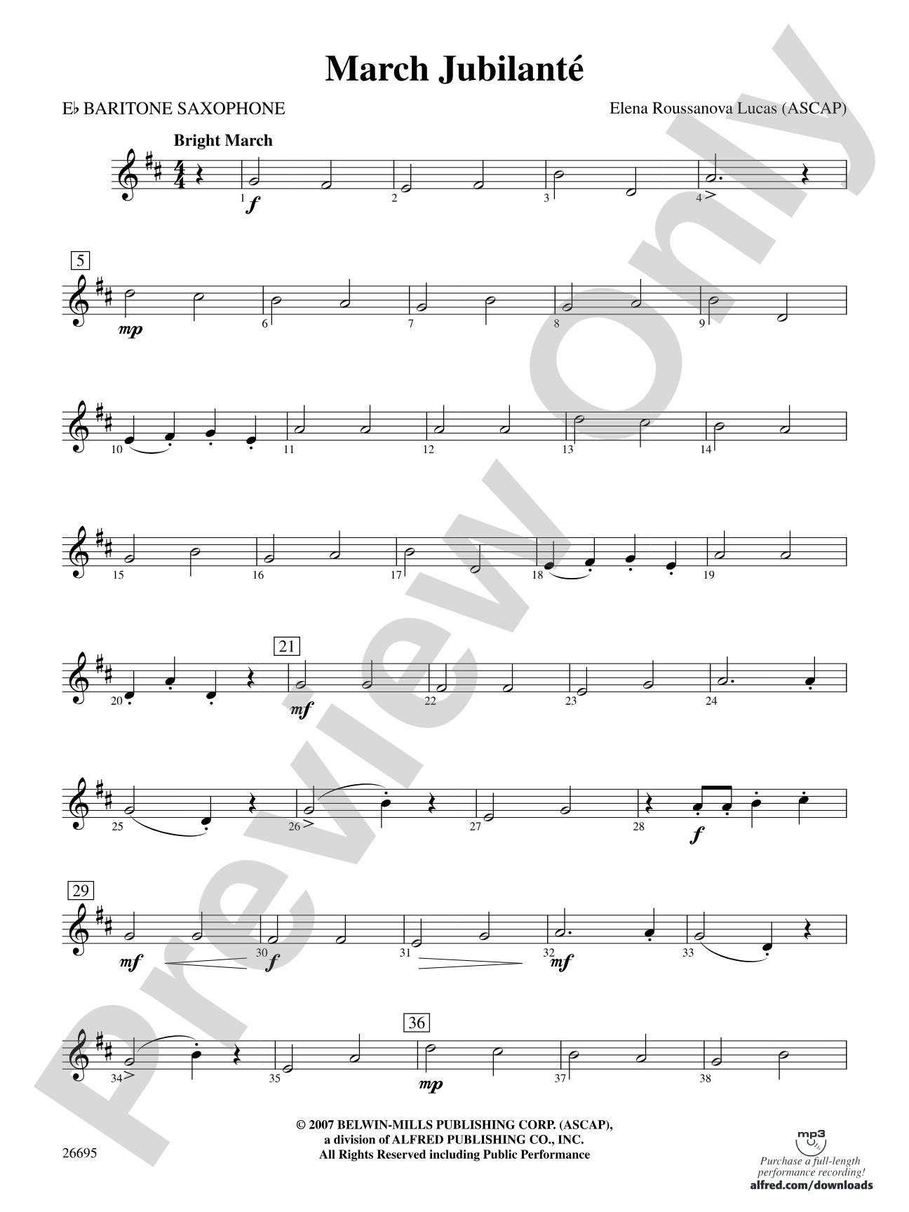 March Jubilante: E-flat Baritone Saxophone