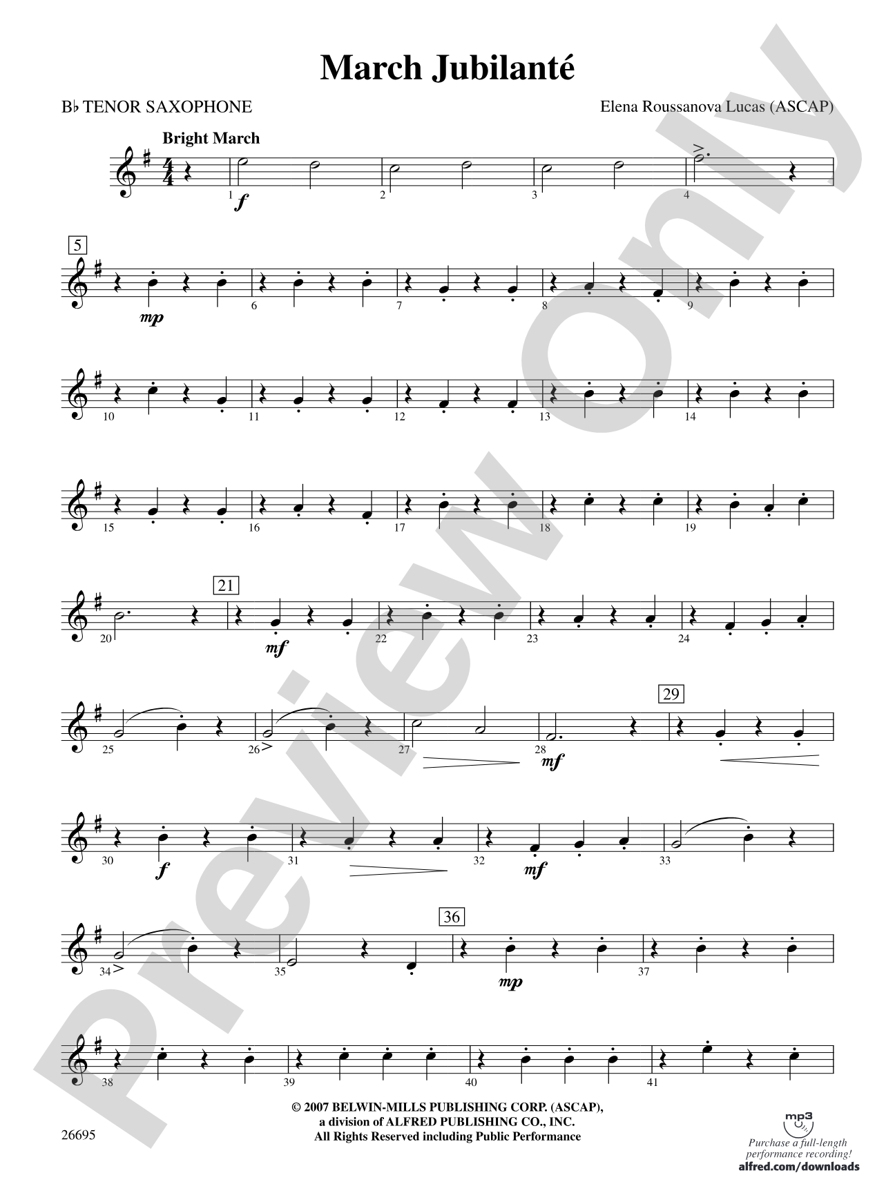 March Jubilante: B-flat Tenor Saxophone