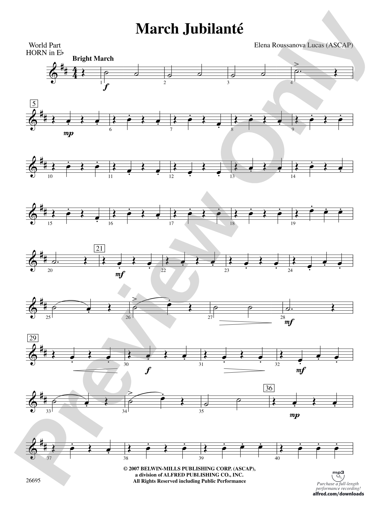 March Jubilante: (wp) 1st Horn in E-flat