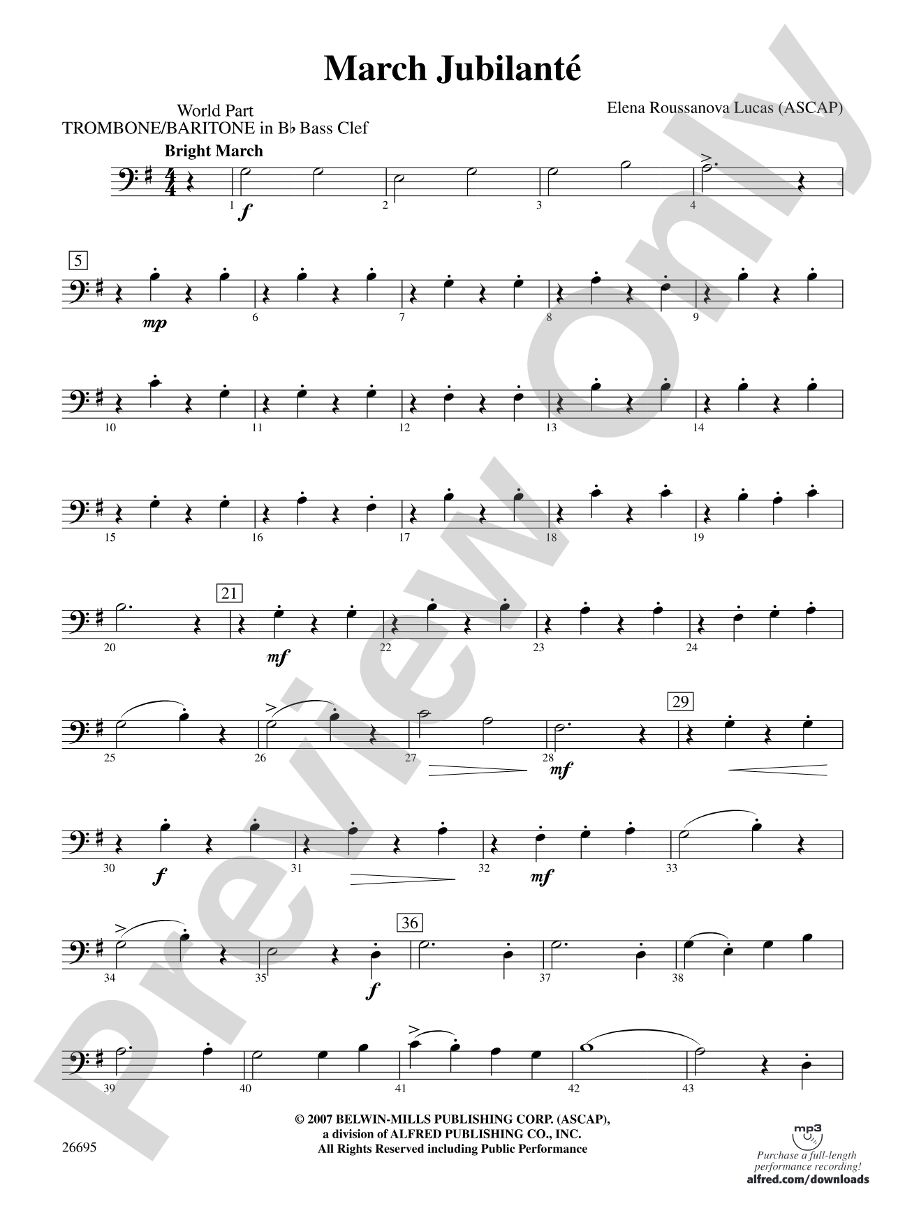 March Jubilante: (wp) 1st B-flat Trombone B.C.