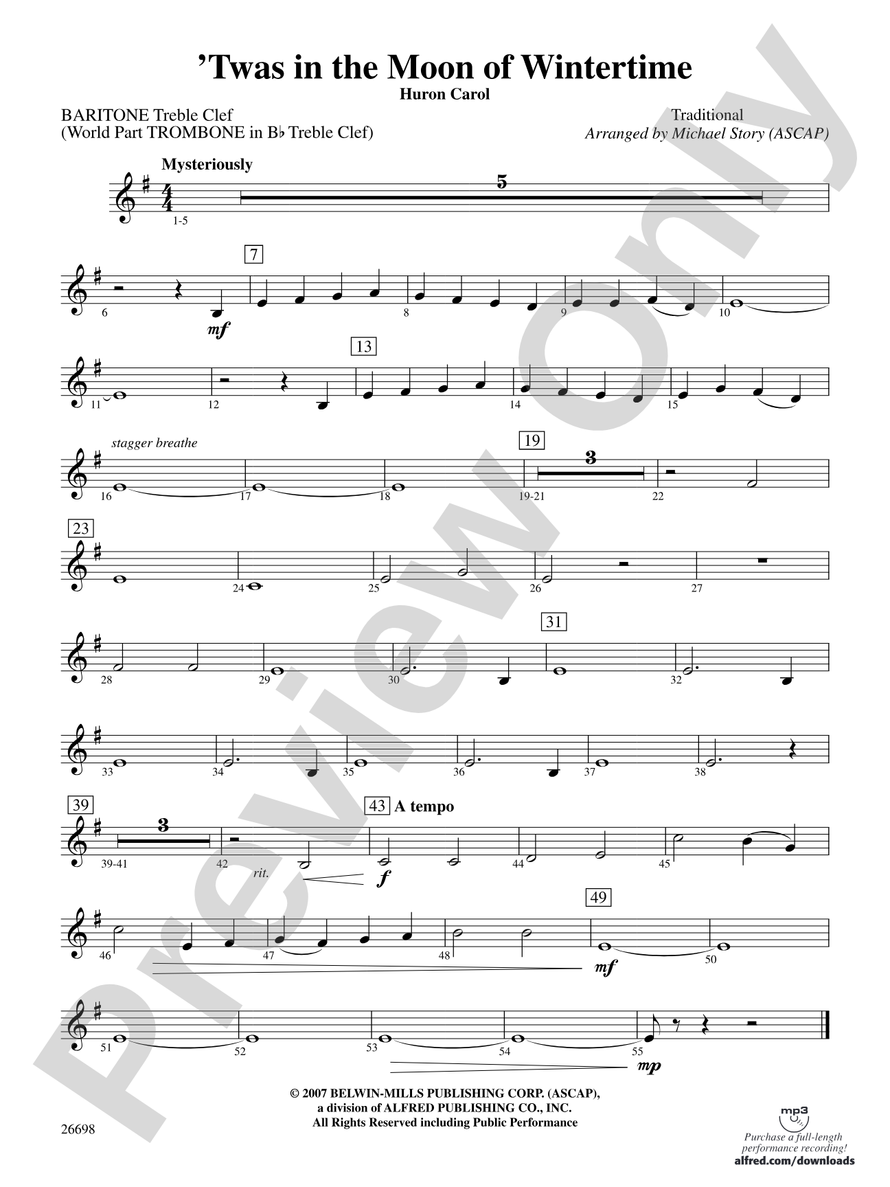 'Twas in the Moon of Wintertime: Baritone T.C.