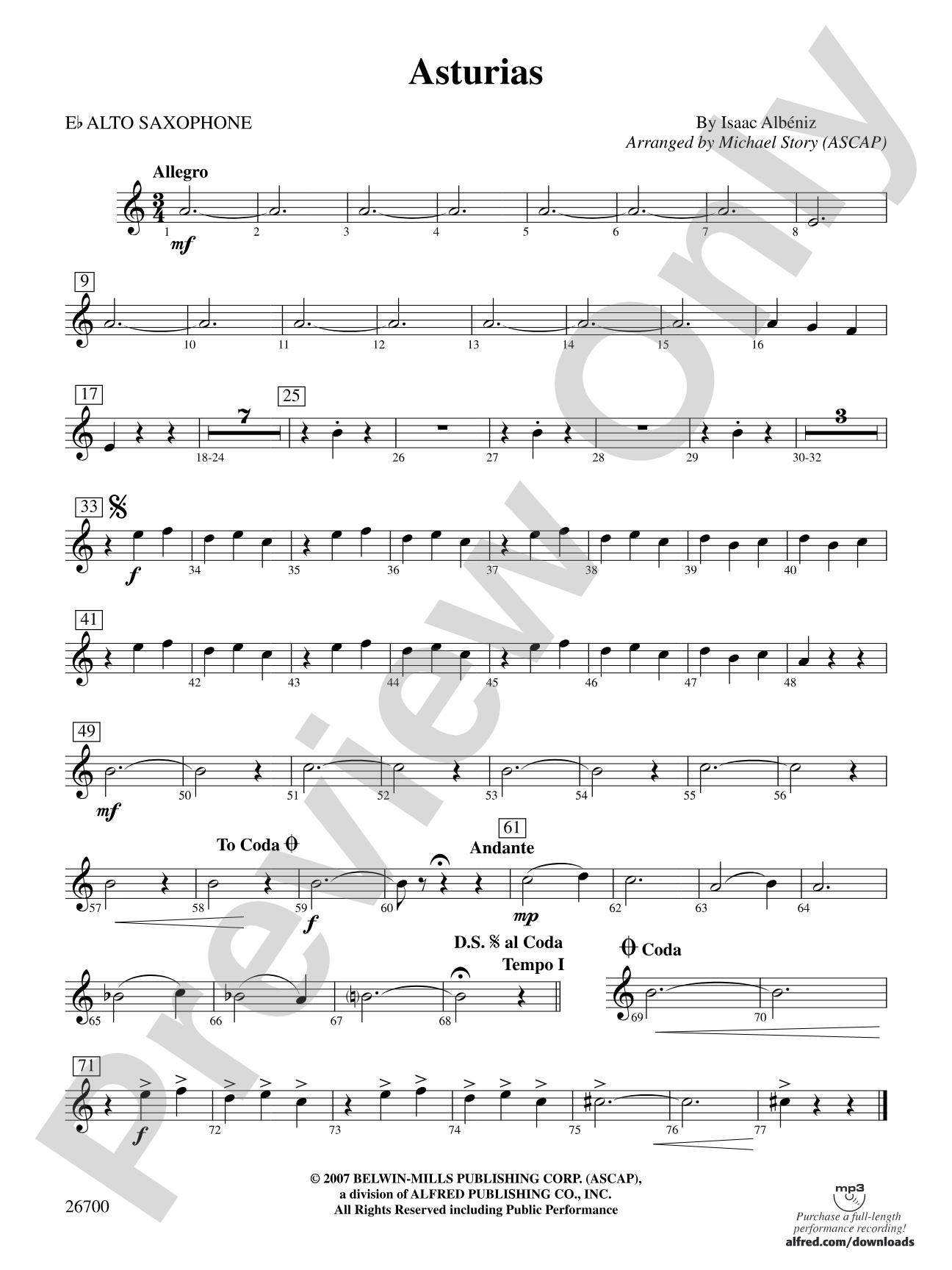 Asturias: E-flat Alto Saxophone