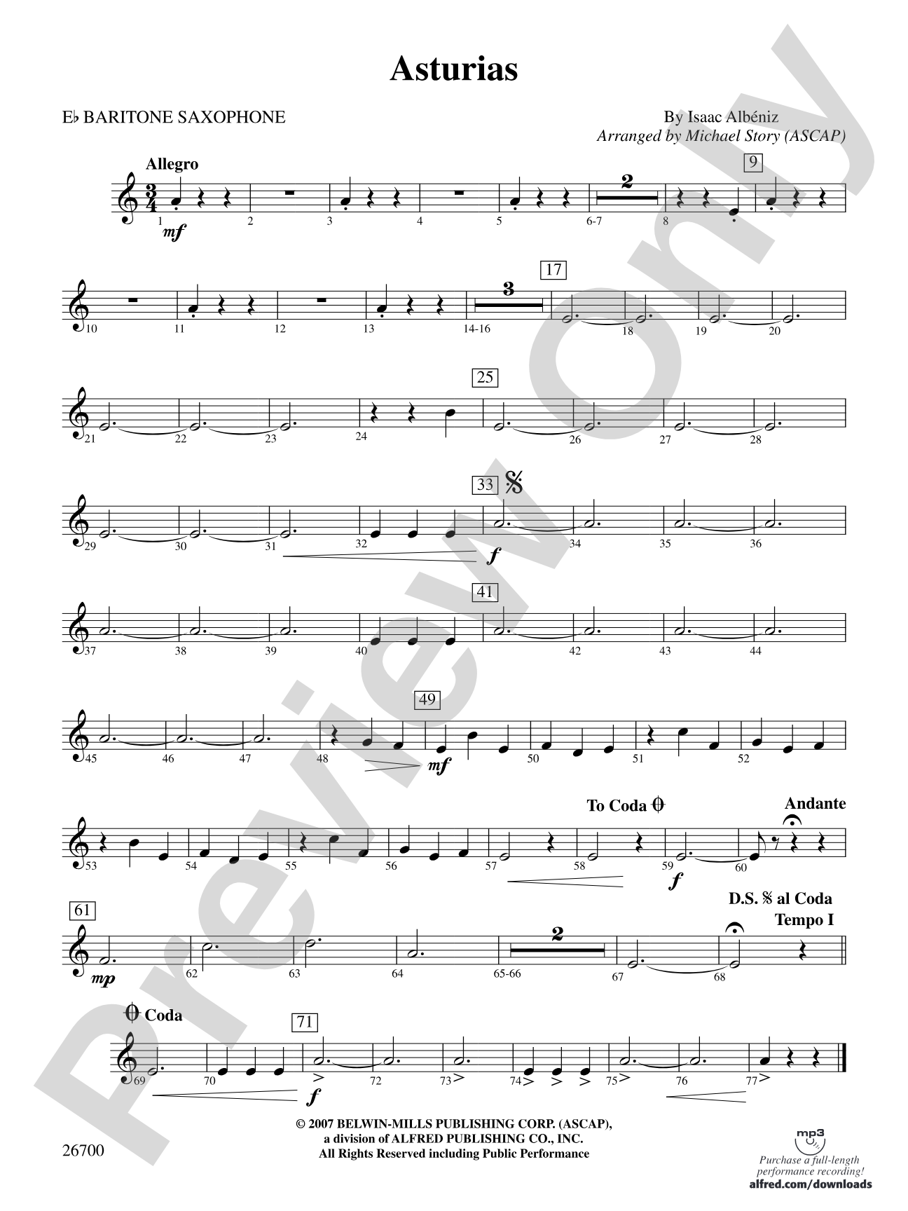 Asturias: E-flat Baritone Saxophone