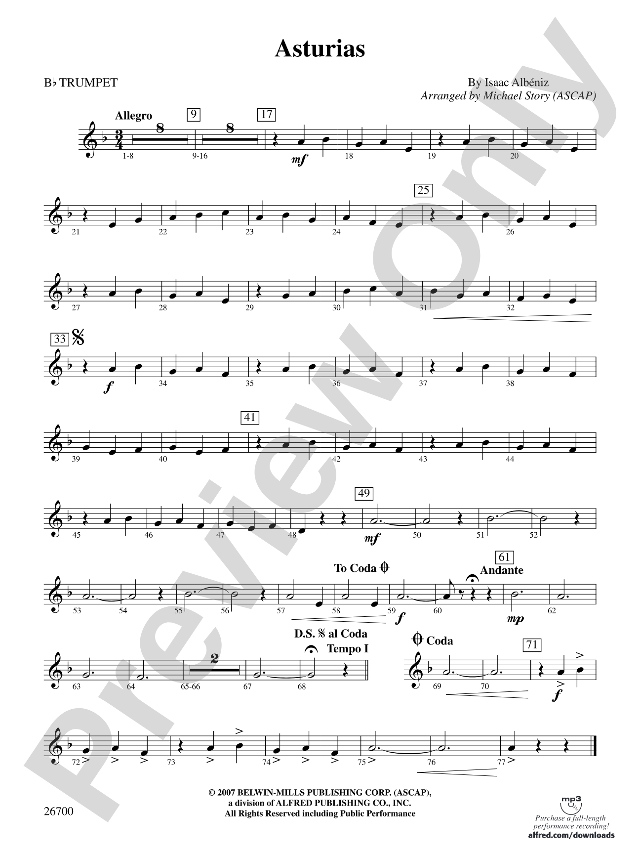 Asturias: 1st B-flat Trumpet