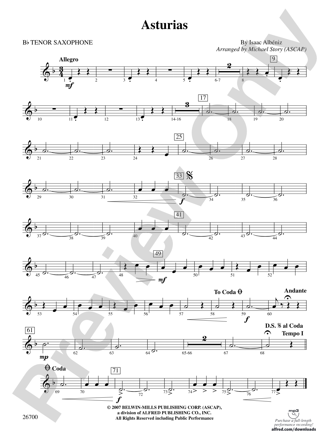 Asturias: B-flat Tenor Saxophone