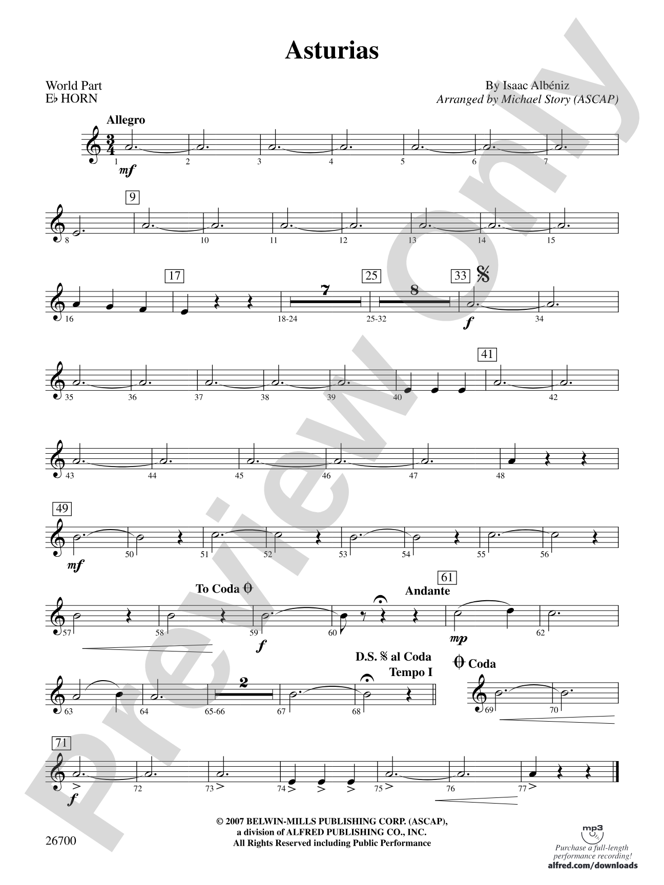 Asturias: (wp) 1st Horn in E-flat