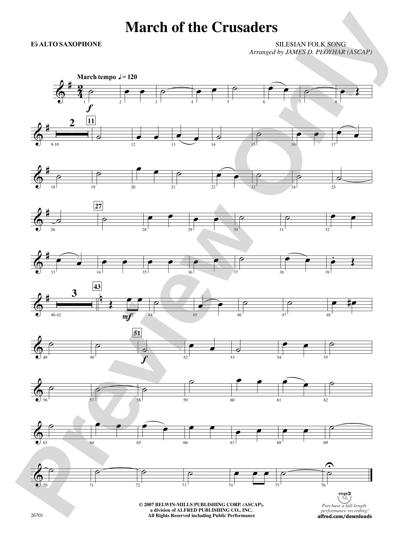March of the Crusaders: E-flat Alto Saxophone