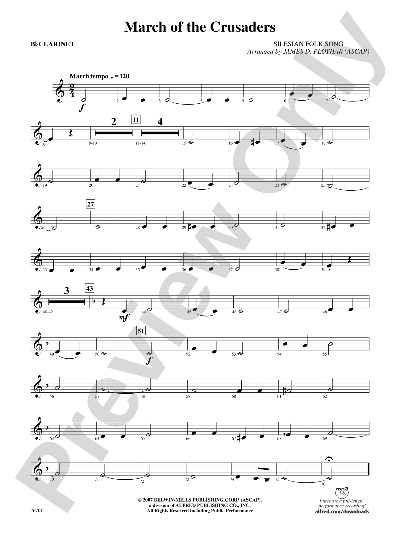 March of the Crusaders: 1st B-flat Clarinet