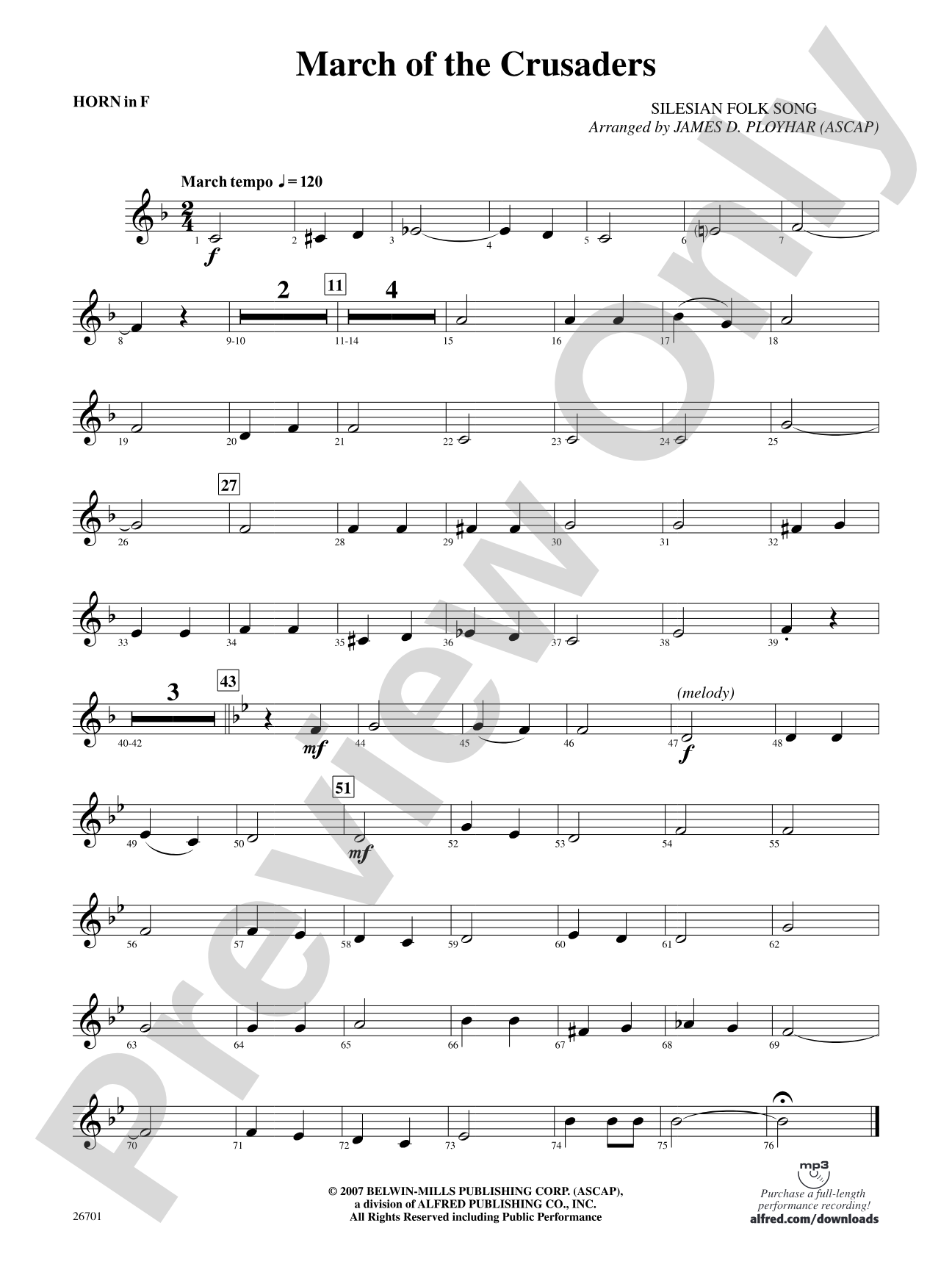 March of the Crusaders: 1st F Horn