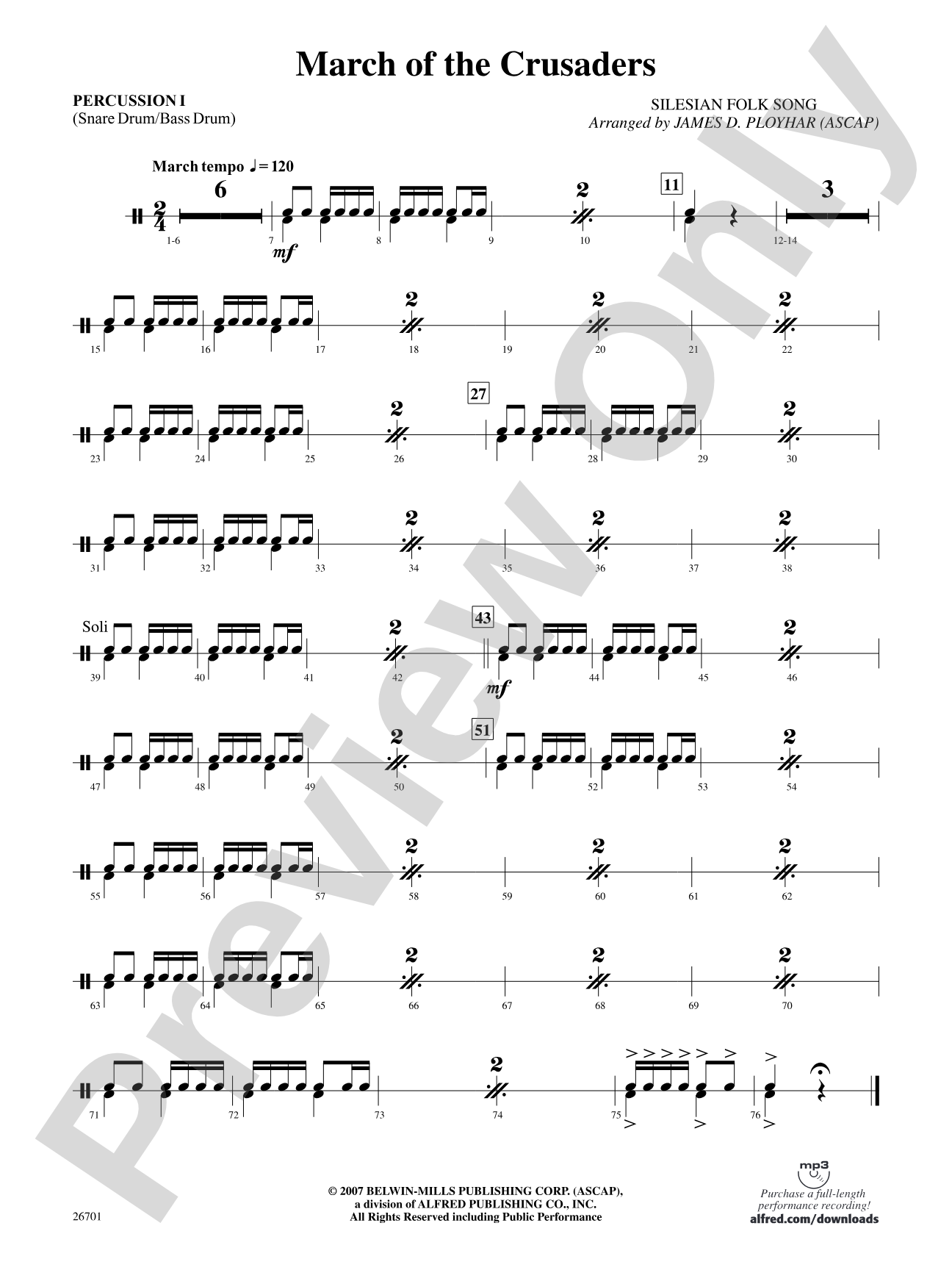 March of the Crusaders: 1st Percussion