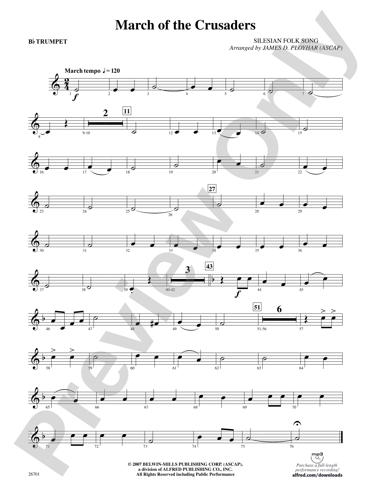 March of the Crusaders: 1st B-flat Trumpet