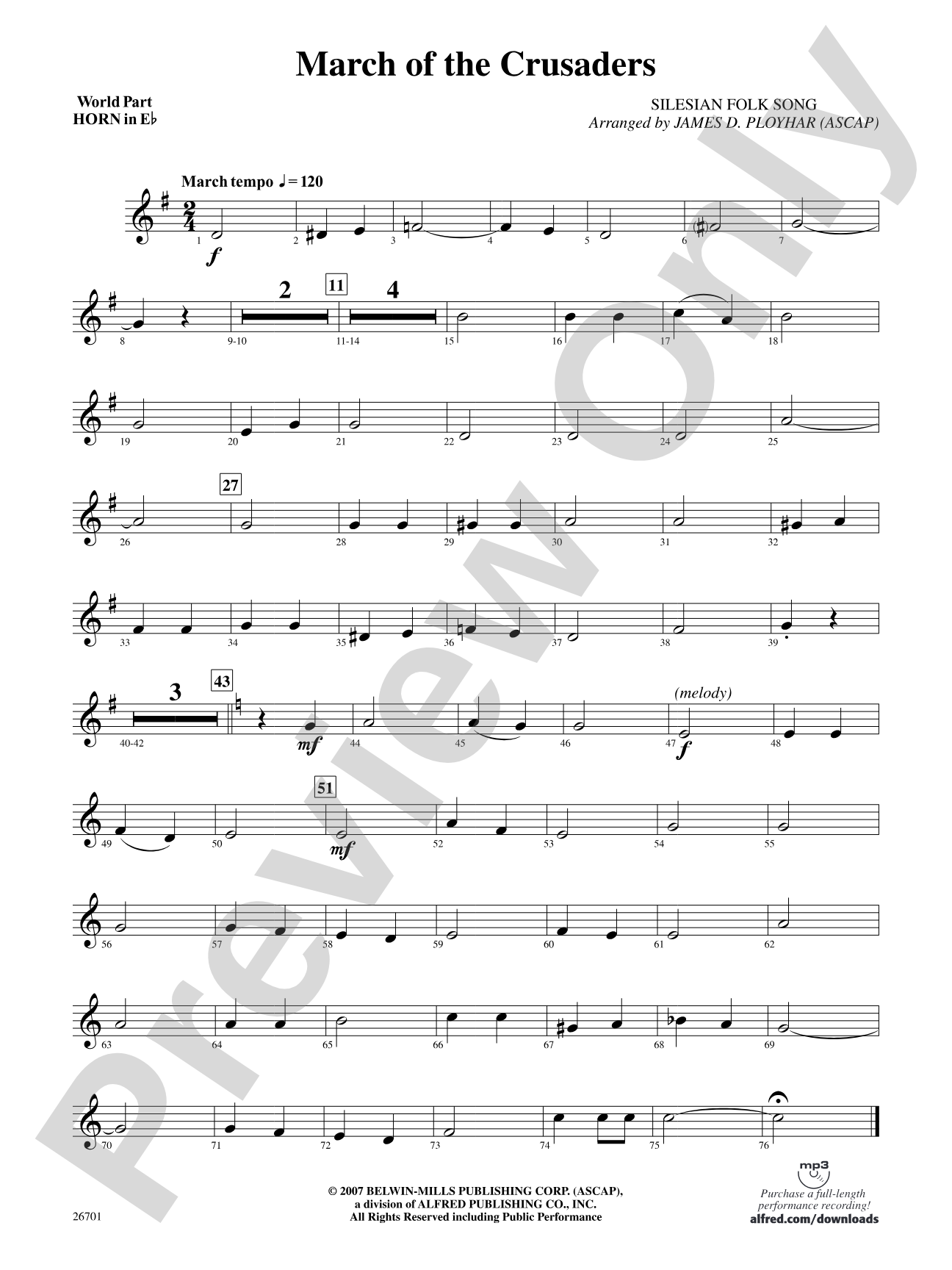 March of the Crusaders: (wp) 1st Horn in E-flat
