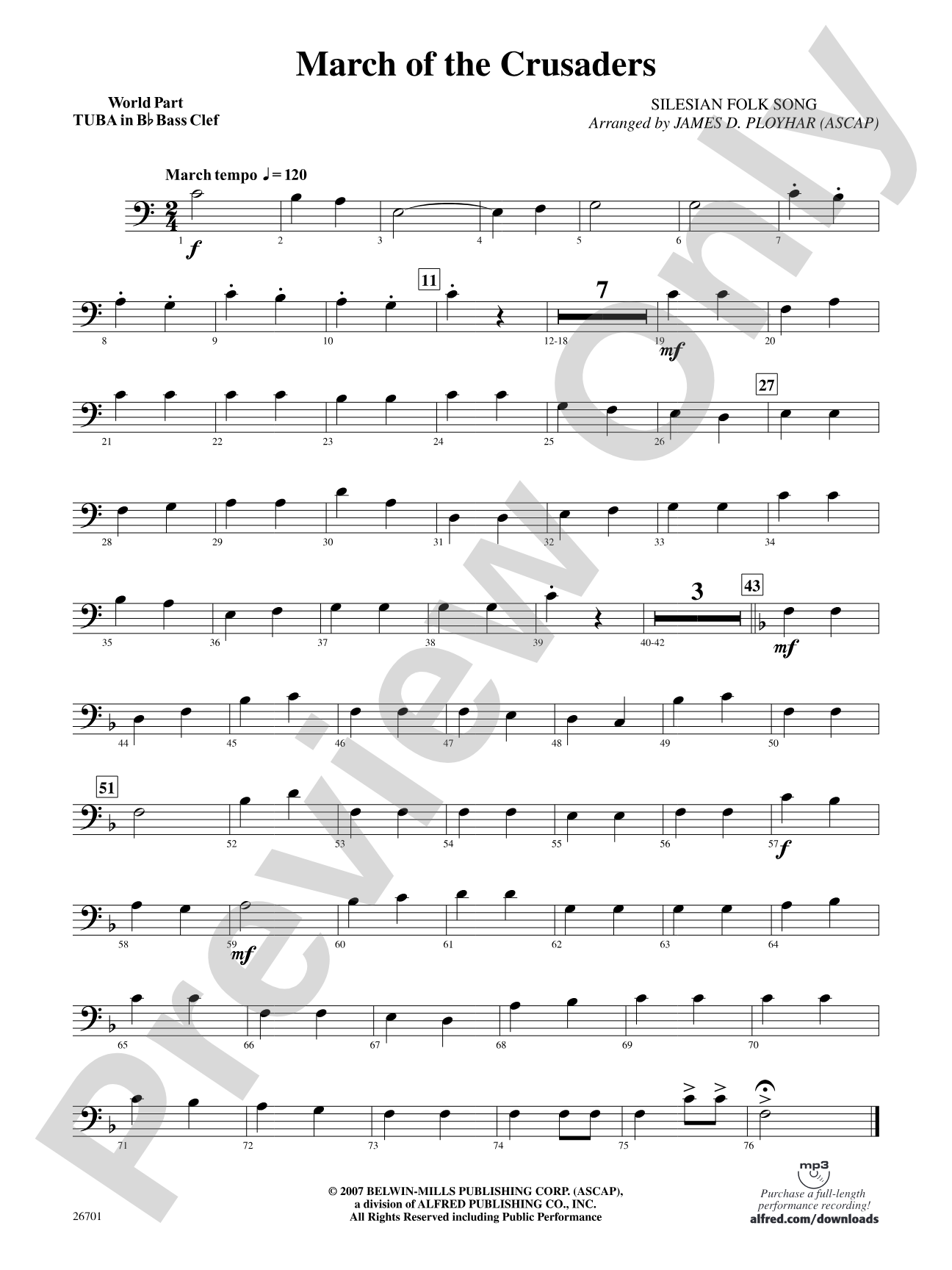 March of the Crusaders: (wp) B-flat Tuba B.C.