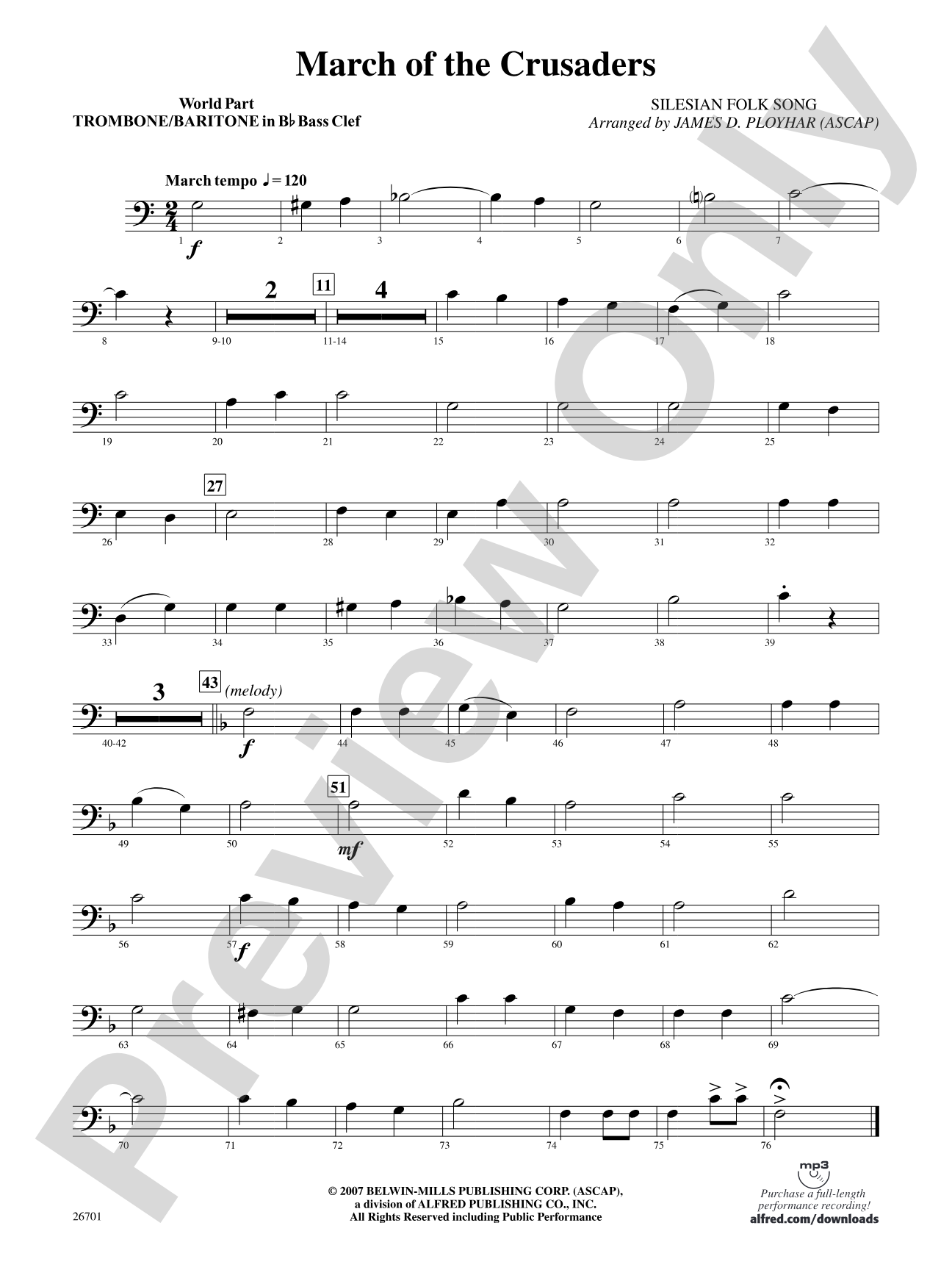 March of the Crusaders: (wp) 1st B-flat Trombone B.C.