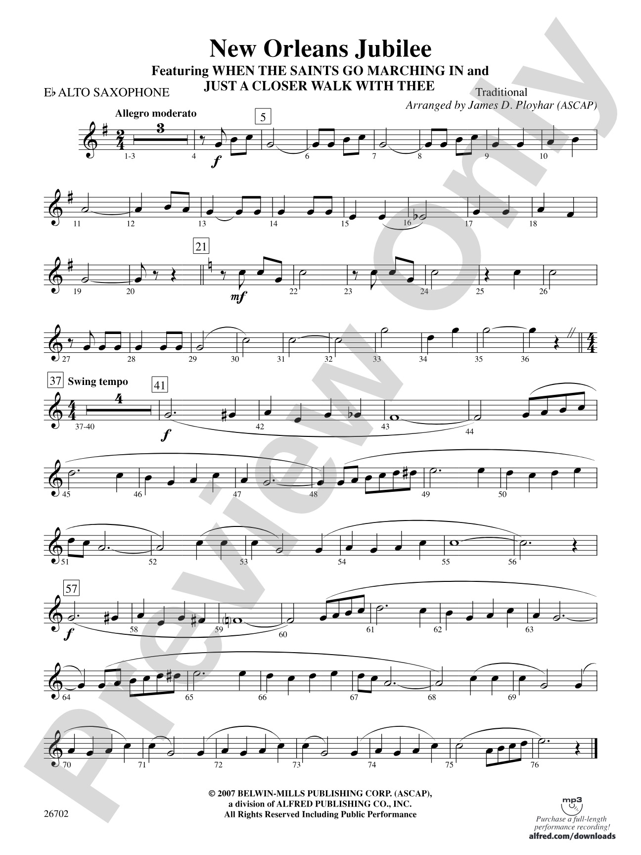 New Orleans Jubilee: E-flat Alto Saxophone