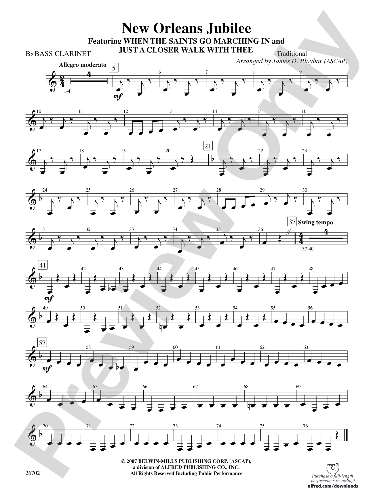 New Orleans Jubilee: B-flat Bass Clarinet