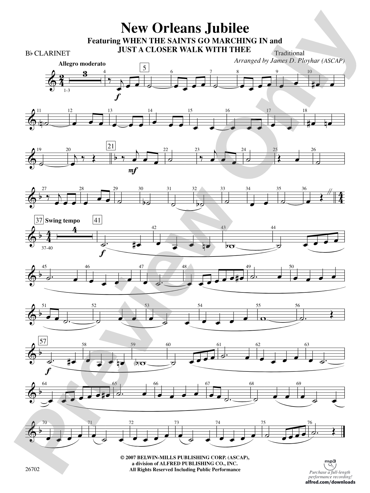 New Orleans Jubilee: 1st B-flat Clarinet