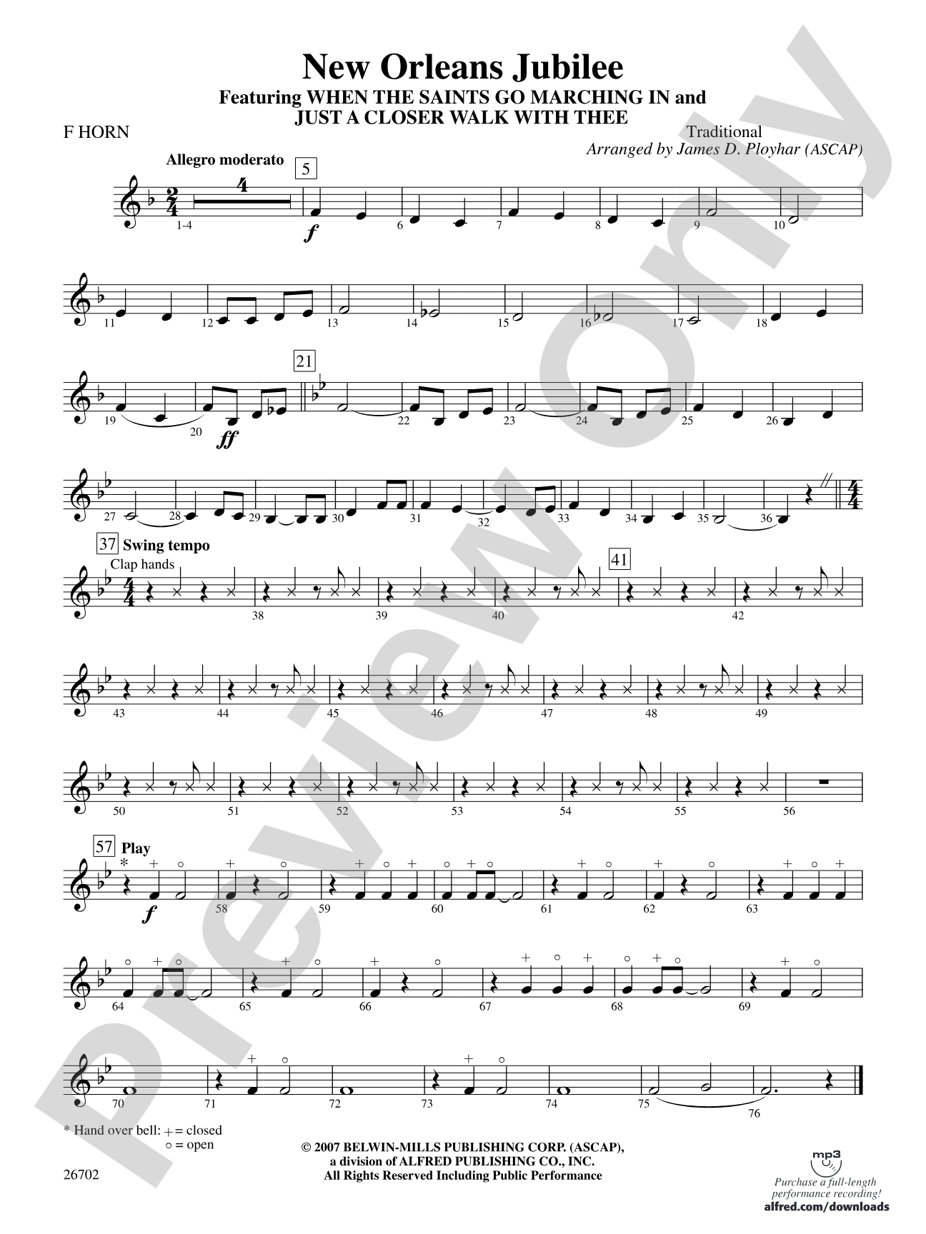 New Orleans Jubilee: 1st F Horn