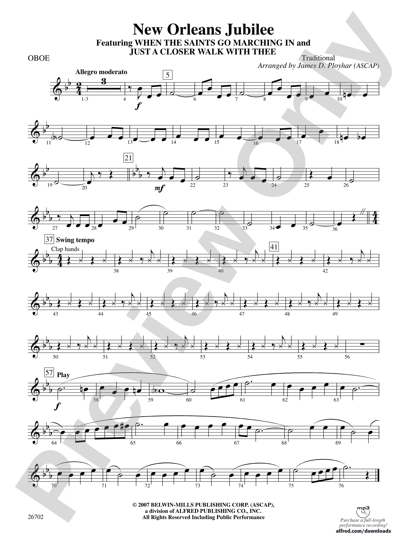 New Orleans Jubilee: Oboe