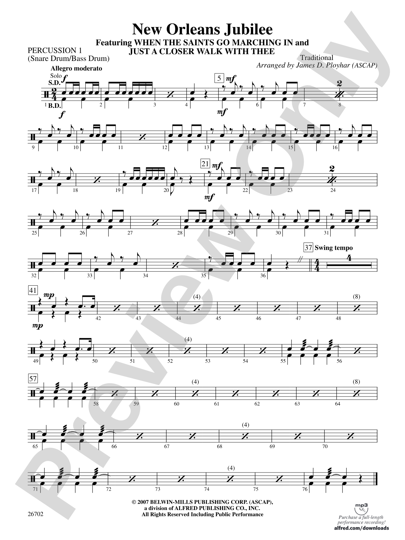 New Orleans Jubilee: 1st Percussion